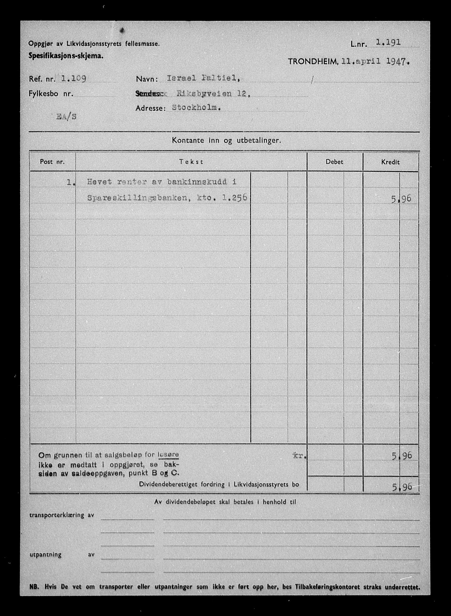 Justisdepartementet, Tilbakeføringskontoret for inndratte formuer, AV/RA-S-1564/H/Hc/Hca/L0906: --, 1945-1947, s. 301