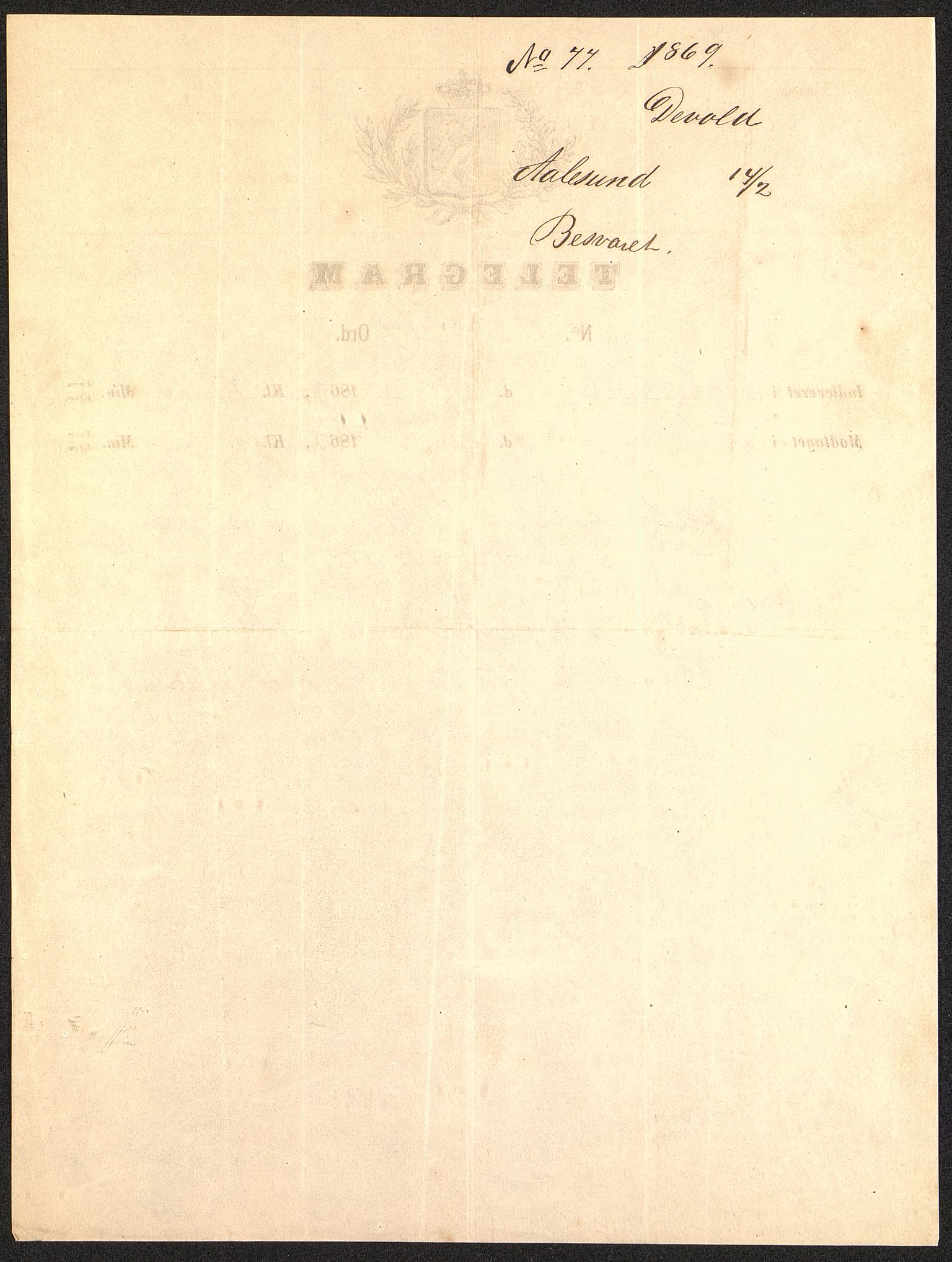 Pa 63 - Østlandske skibsassuranceforening, VEMU/A-1079/G/Ga/L0002/0005: Havaridokumenter / Trio, 1869