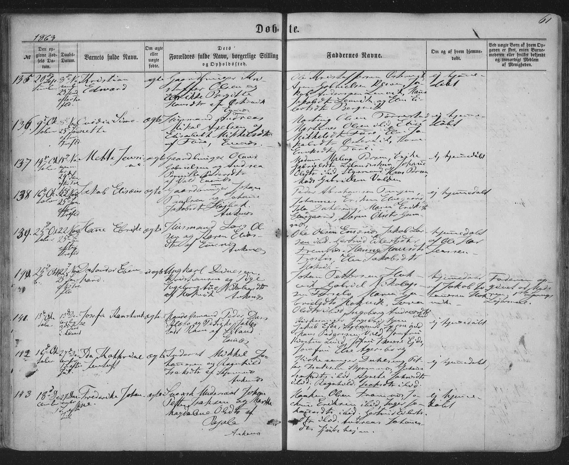 Ministerialprotokoller, klokkerbøker og fødselsregistre - Nordland, AV/SAT-A-1459/863/L0896: Ministerialbok nr. 863A08, 1861-1871, s. 61