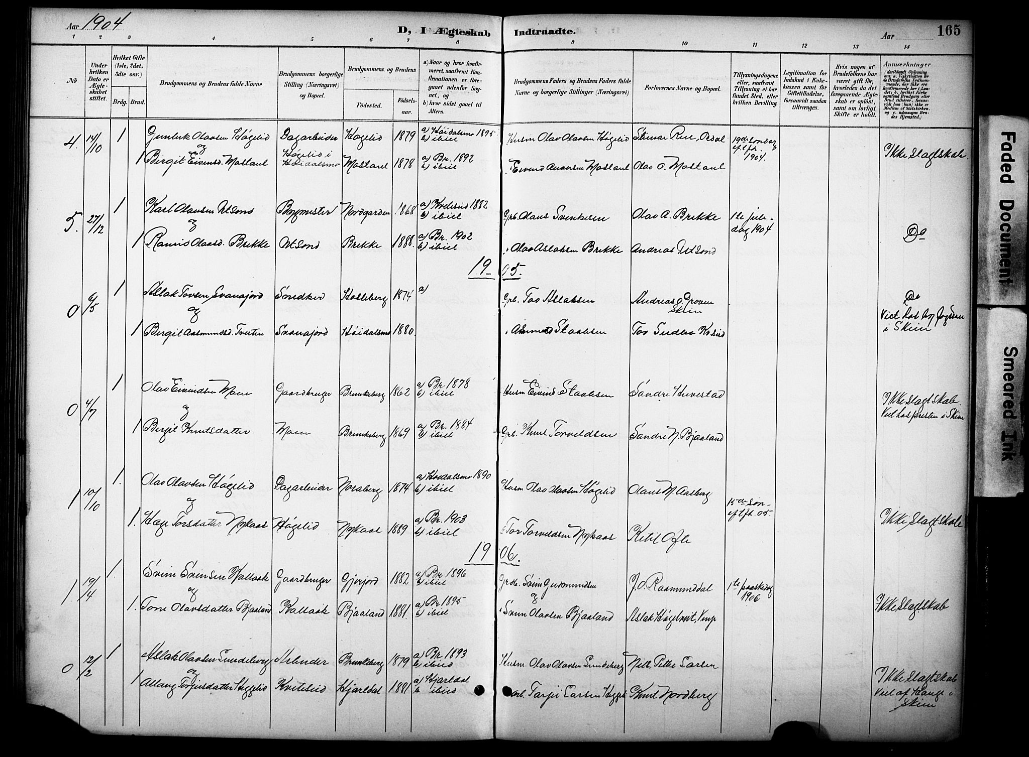 Kviteseid kirkebøker, AV/SAKO-A-276/G/Gb/L0003: Klokkerbok nr. II 3, 1893-1933, s. 165