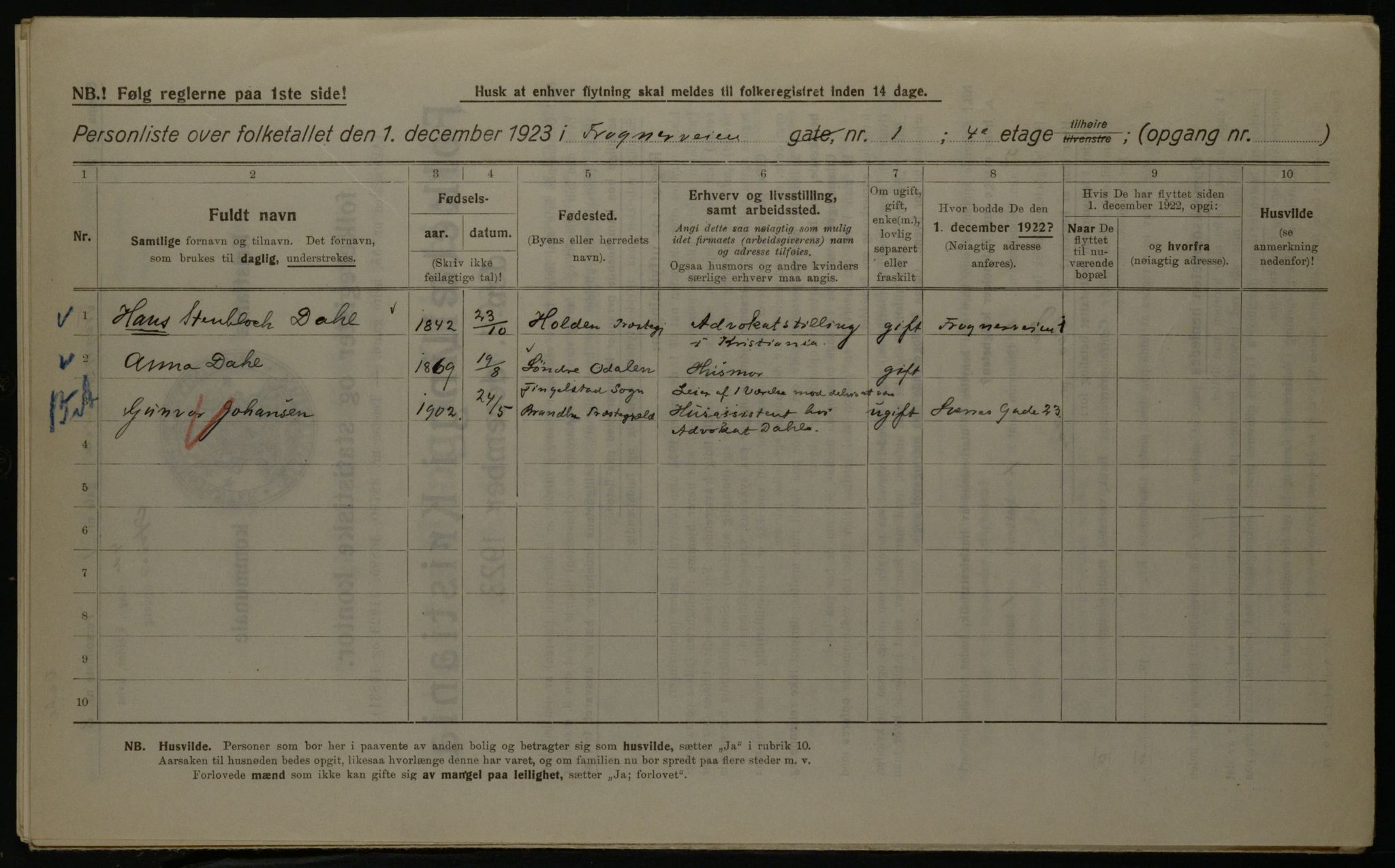 OBA, Kommunal folketelling 1.12.1923 for Kristiania, 1923, s. 30560