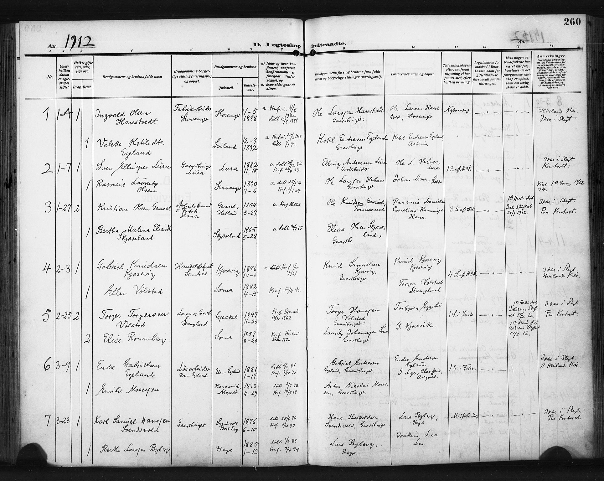 Høyland sokneprestkontor, AV/SAST-A-101799/001/30BA/L0017: Ministerialbok nr. A 15, 1912-1924, s. 260