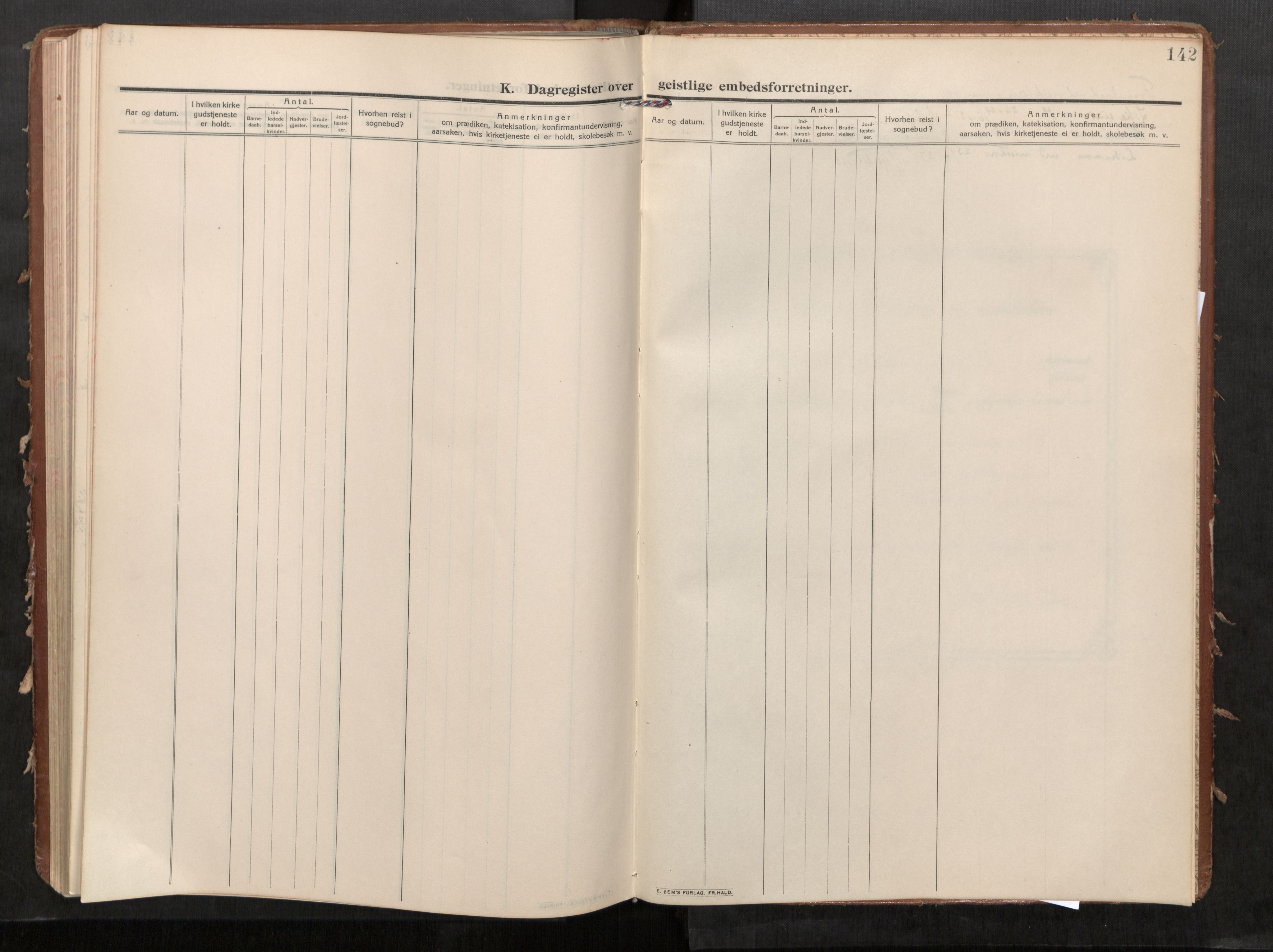 Stod sokneprestkontor, AV/SAT-A-1164/1/I/I1/I1a/L0002: Ministerialbok nr. 2, 1909-1922, s. 142