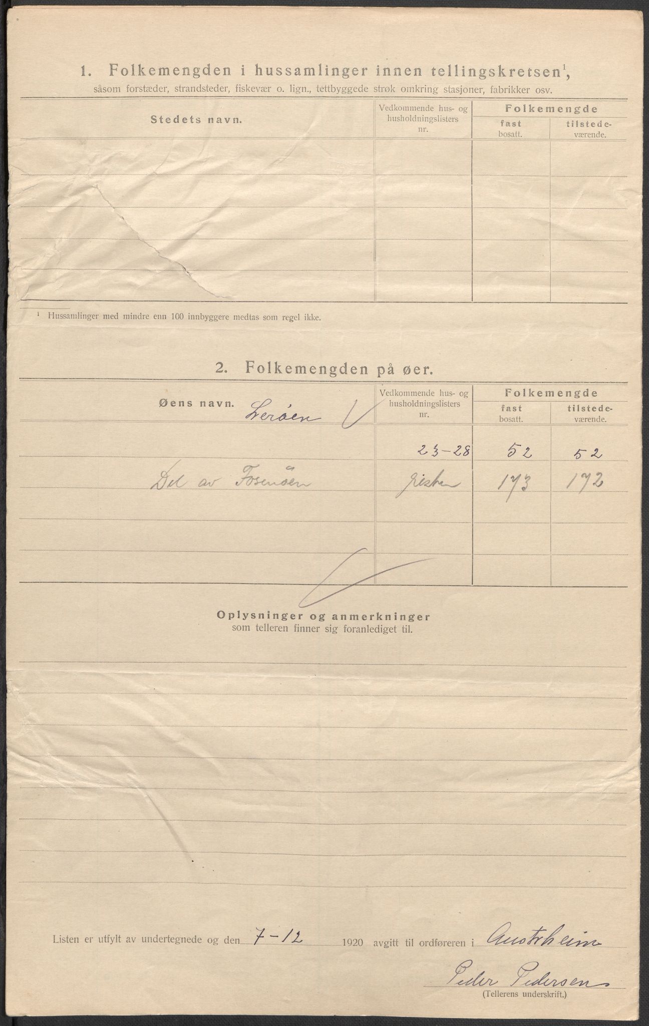 SAB, Folketelling 1920 for 1264 Austrheim herred, 1920, s. 34