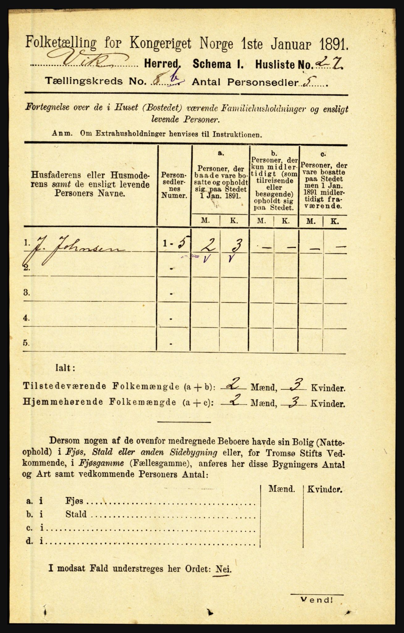 RA, Folketelling 1891 for 1417 Vik herred, 1891, s. 3687