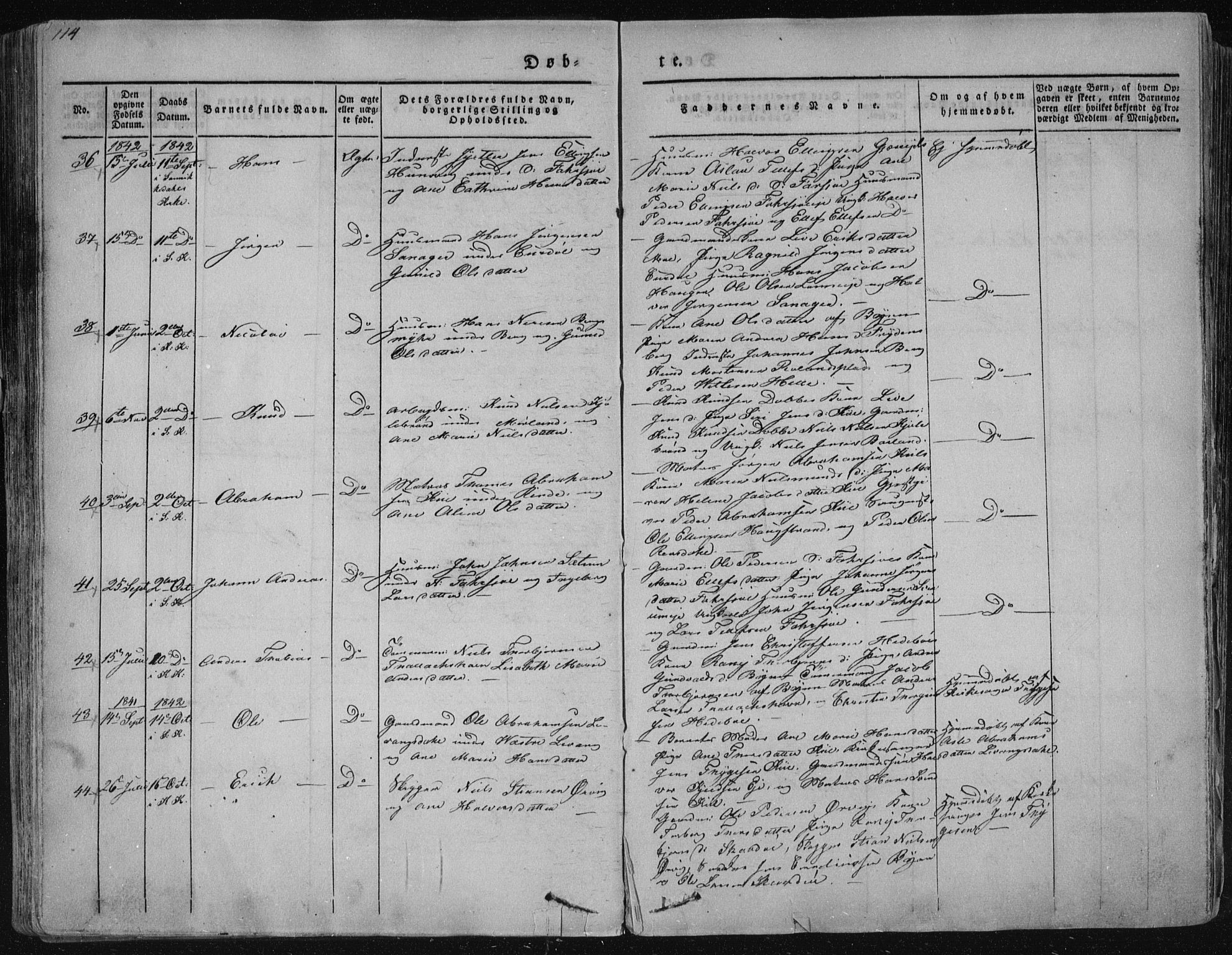 Sannidal kirkebøker, AV/SAKO-A-296/F/Fa/L0006: Ministerialbok nr. 6, 1831-1847, s. 114