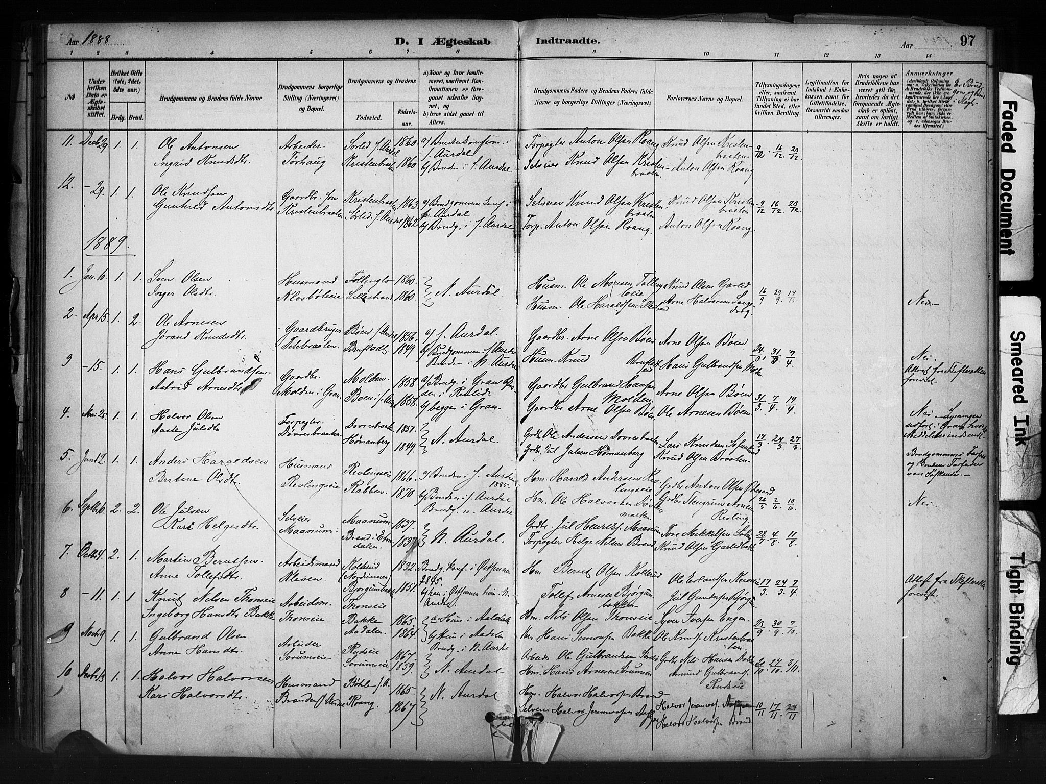 Nord-Aurdal prestekontor, AV/SAH-PREST-132/H/Ha/Haa/L0013: Ministerialbok nr. 13, 1883-1895, s. 97