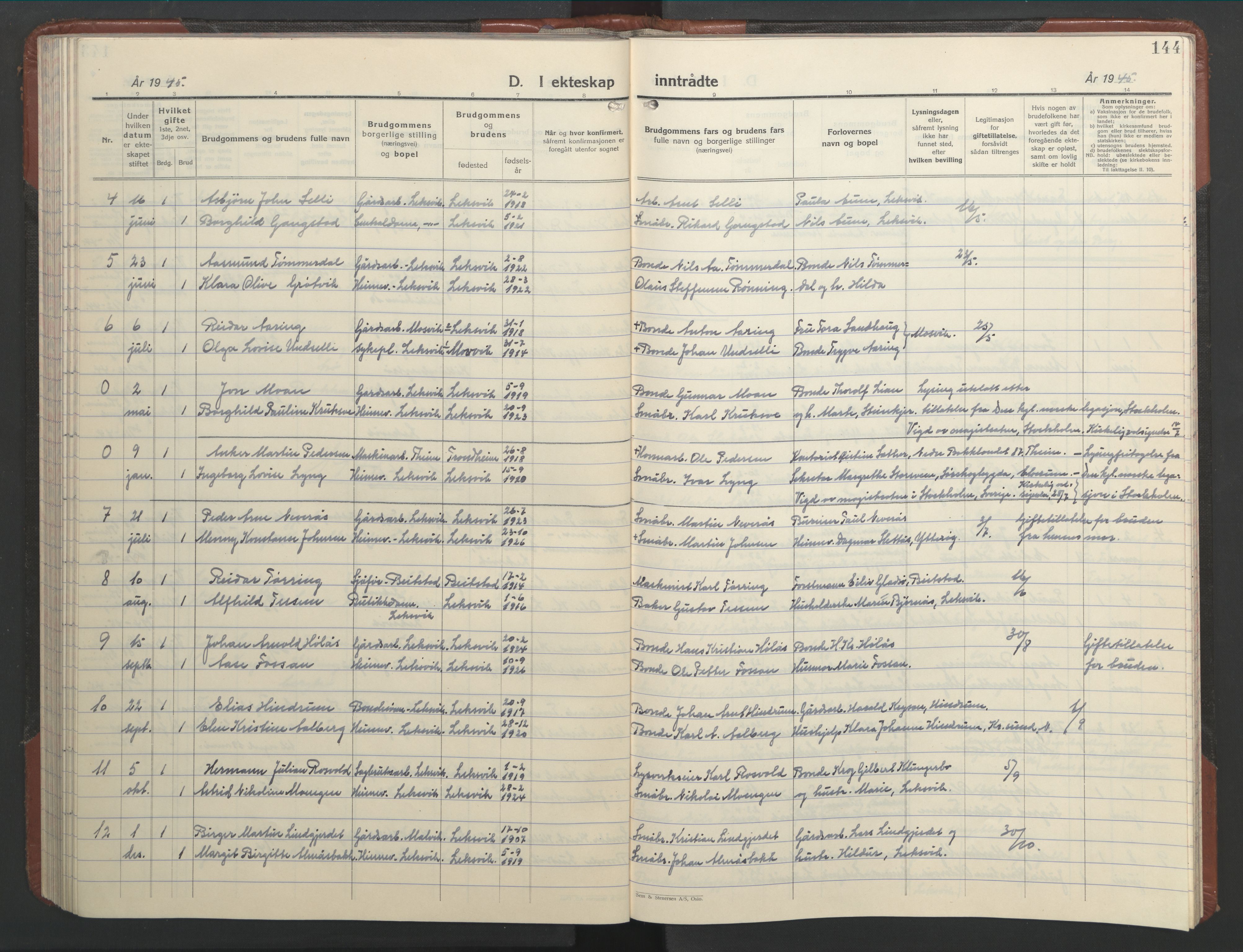 Ministerialprotokoller, klokkerbøker og fødselsregistre - Nord-Trøndelag, SAT/A-1458/701/L0019: Klokkerbok nr. 701C03, 1930-1953, s. 144