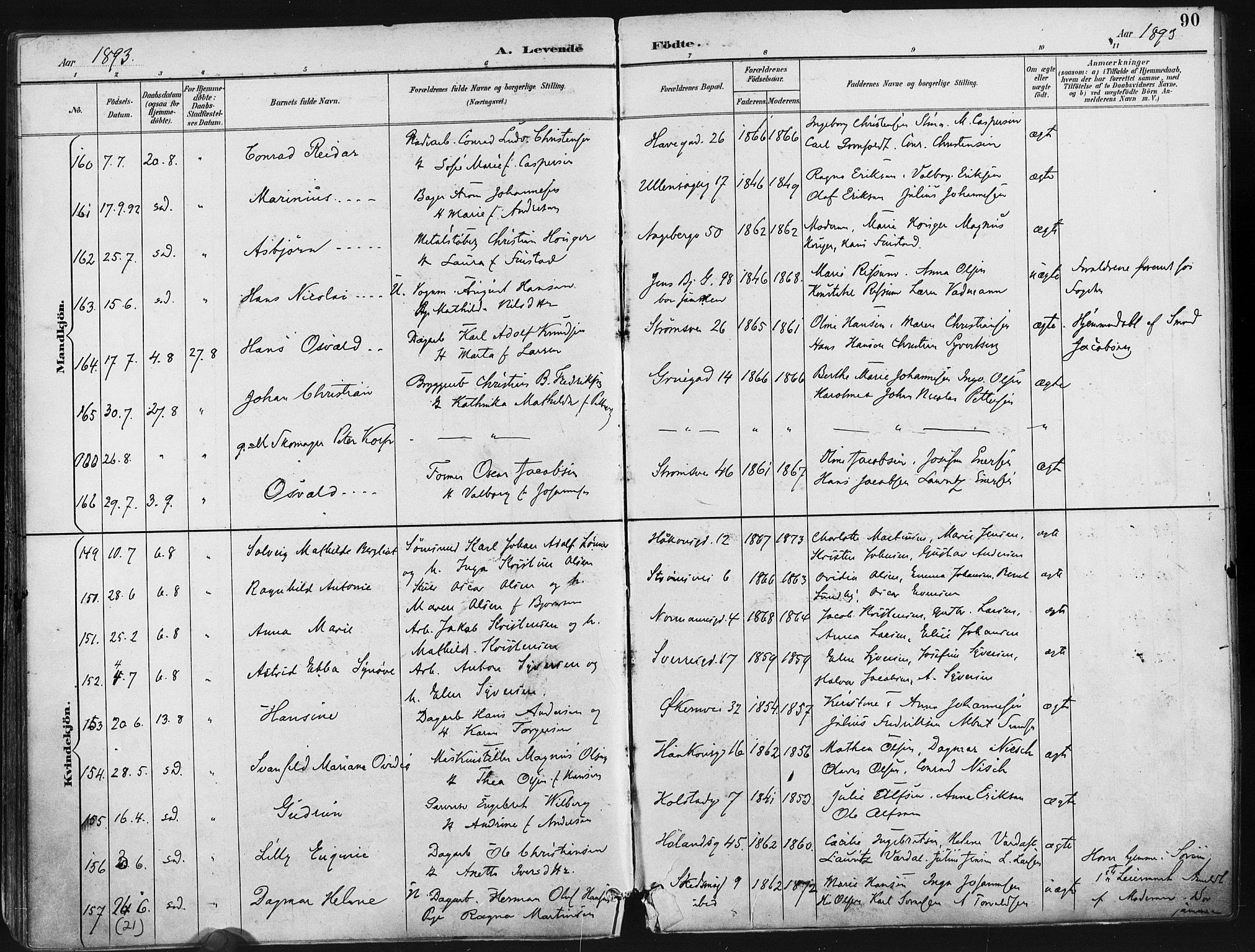 Kampen prestekontor Kirkebøker, AV/SAO-A-10853/F/Fa/L0005: Ministerialbok nr. I 5, 1890-1902, s. 90