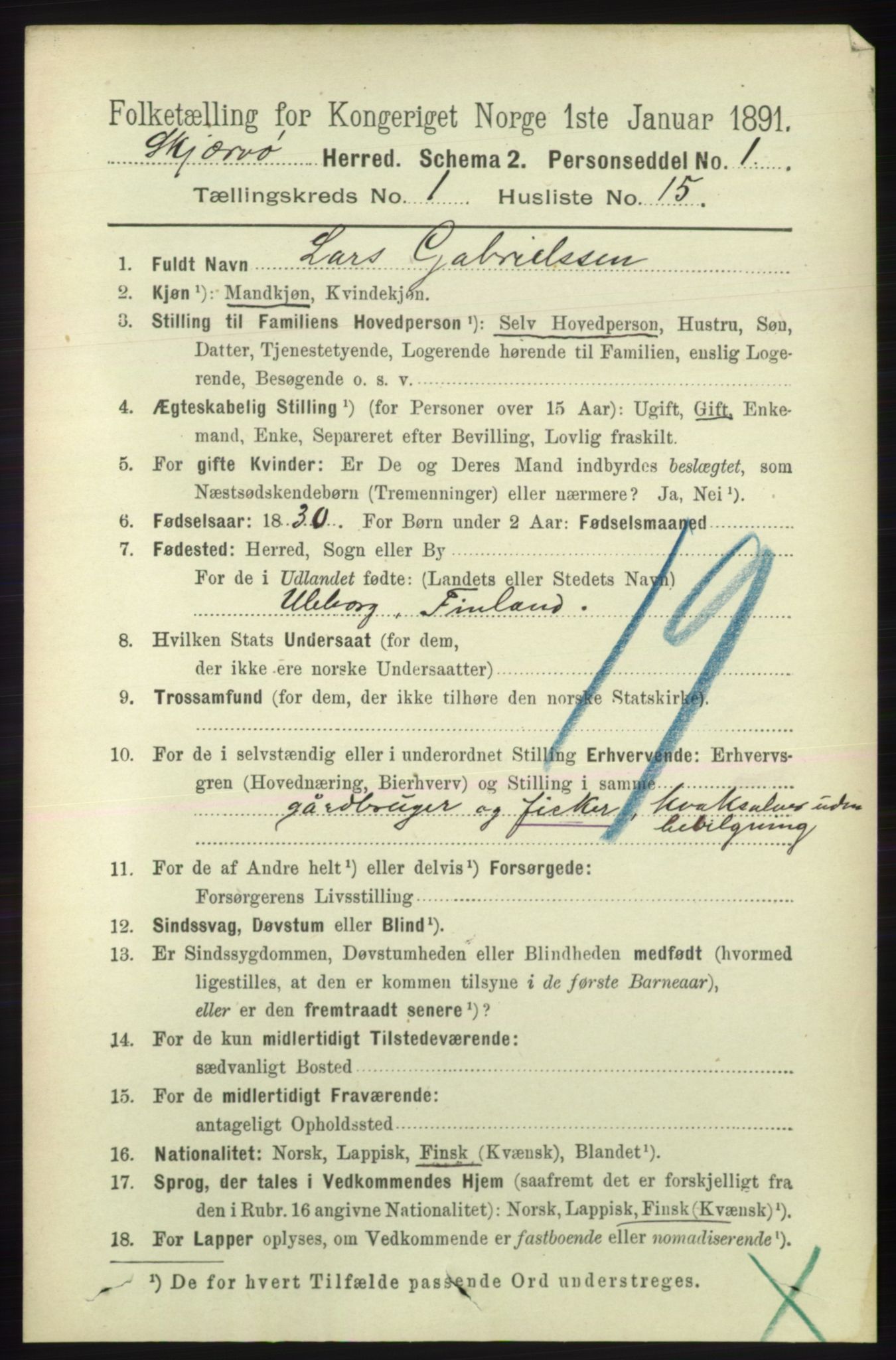 RA, Folketelling 1891 for 1941 Skjervøy herred, 1891, s. 250
