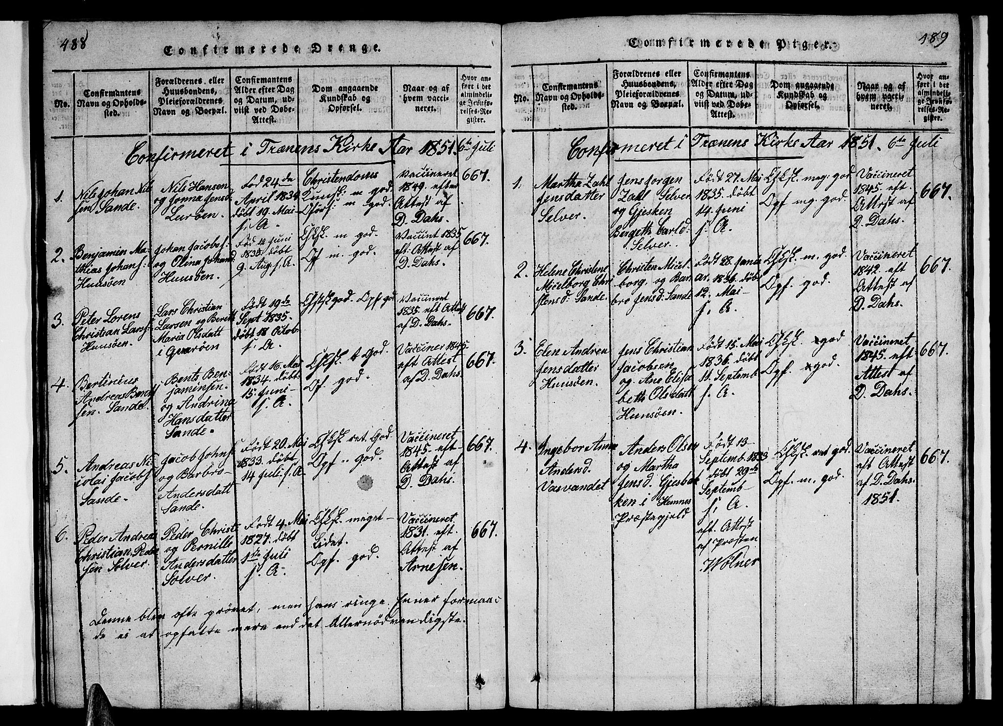 Ministerialprotokoller, klokkerbøker og fødselsregistre - Nordland, AV/SAT-A-1459/840/L0581: Klokkerbok nr. 840C01, 1820-1873, s. 488-489