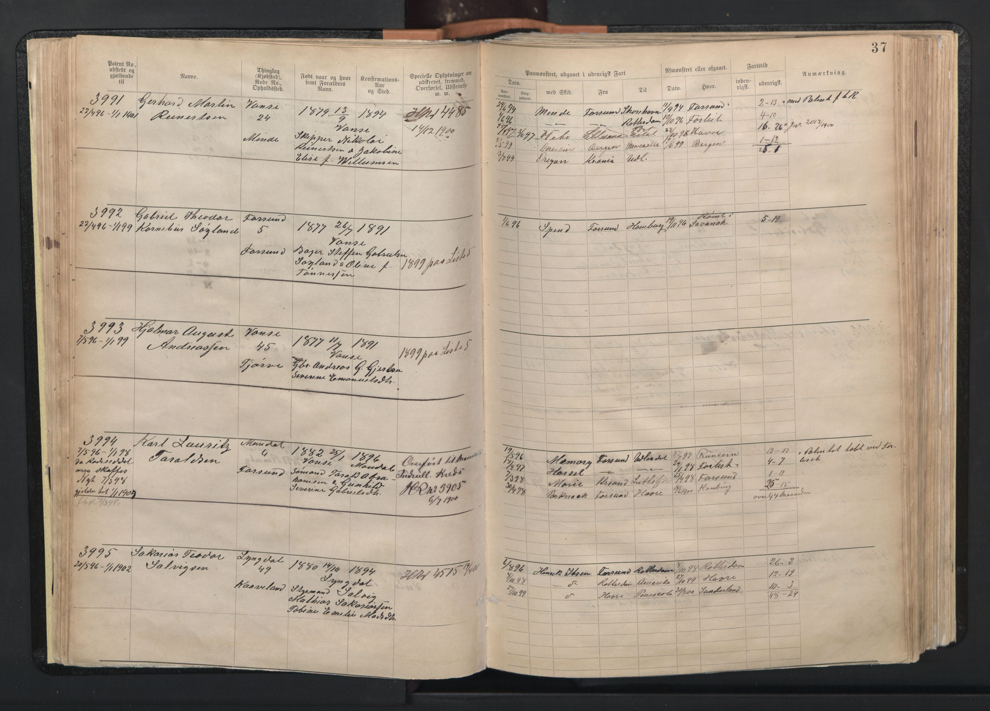 Farsund mønstringskrets, AV/SAK-2031-0017/F/Fa/L0003: Annotasjonsrulle nr 3816-5304 med register, M-3, 1894-1948, s. 64