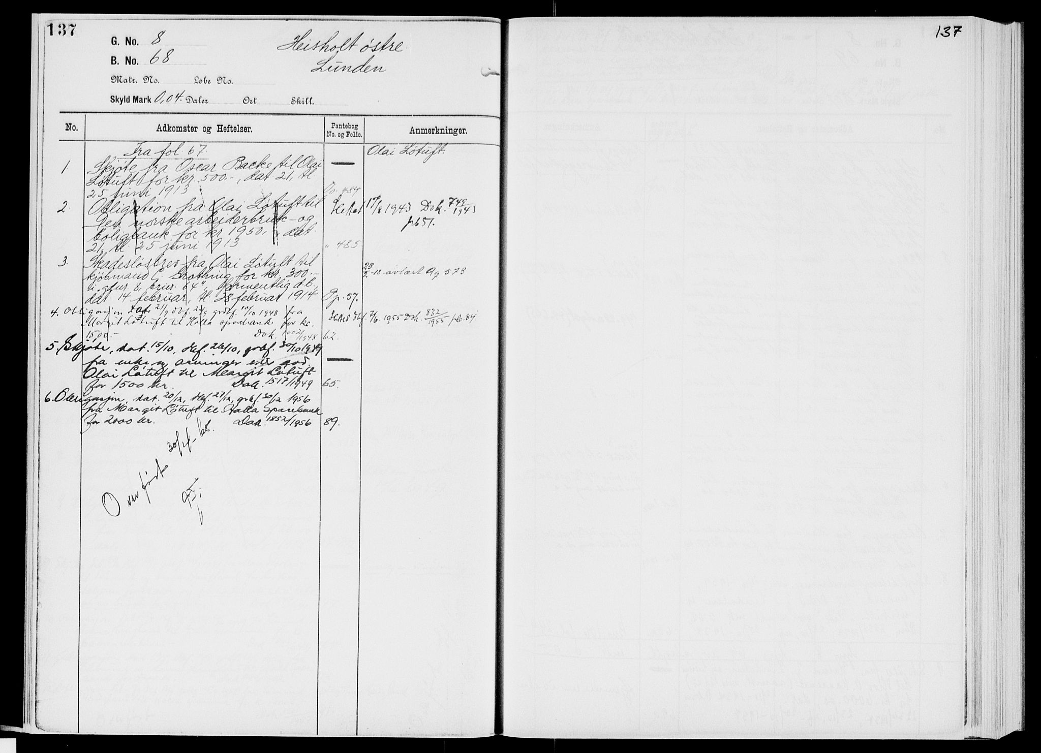 Nedre Telemark sorenskriveri, AV/SAKO-A-135/G/Gb/Gbg/L0001: Panteregister nr. VII 1, s. 137