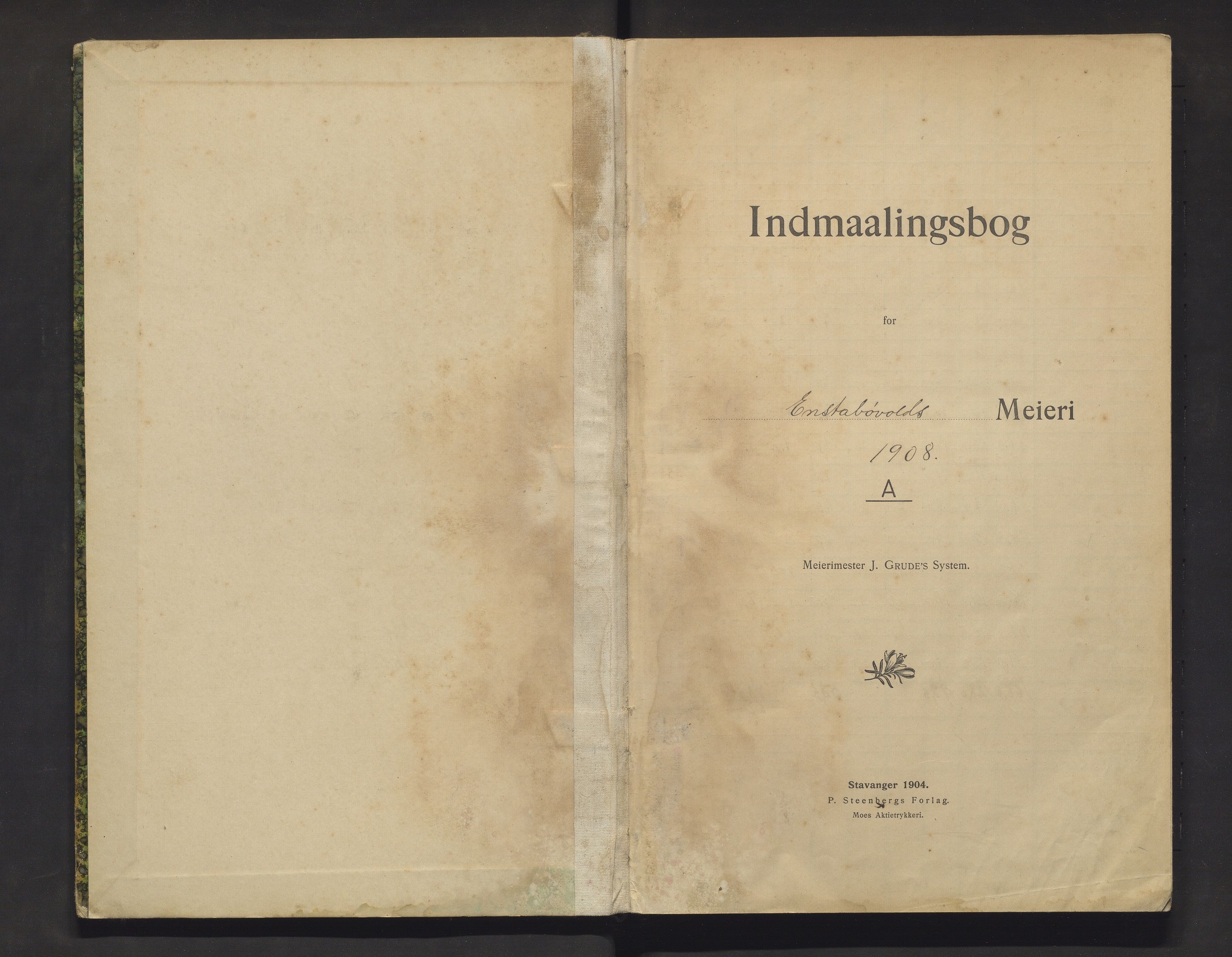 Einstabøvoll meieri, IKAH/1216-Pa0012/A/Ab/L0001: Innmålingsbok A for leverte liter mjølk for Einstabøvoll meieri, 1908-1910