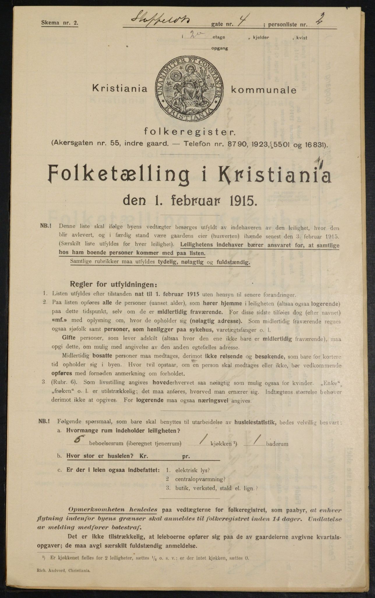 OBA, Kommunal folketelling 1.2.1915 for Kristiania, 1915, s. 100566