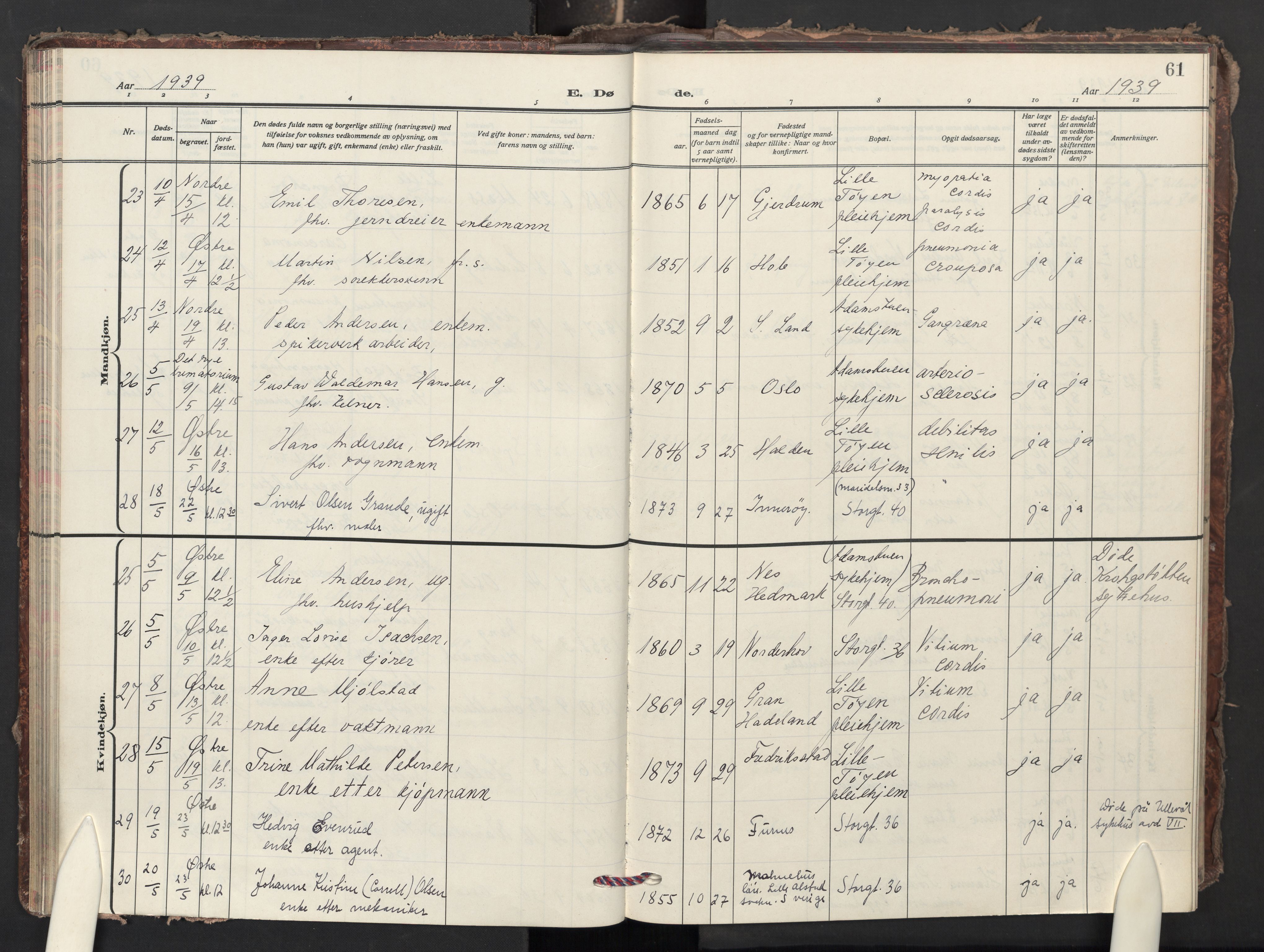 Krohgstøtten sykehusprest Kirkebøker, AV/SAO-A-10854/F/Fa/L0006: Ministerialbok nr. 6, 1935-1951, s. 61