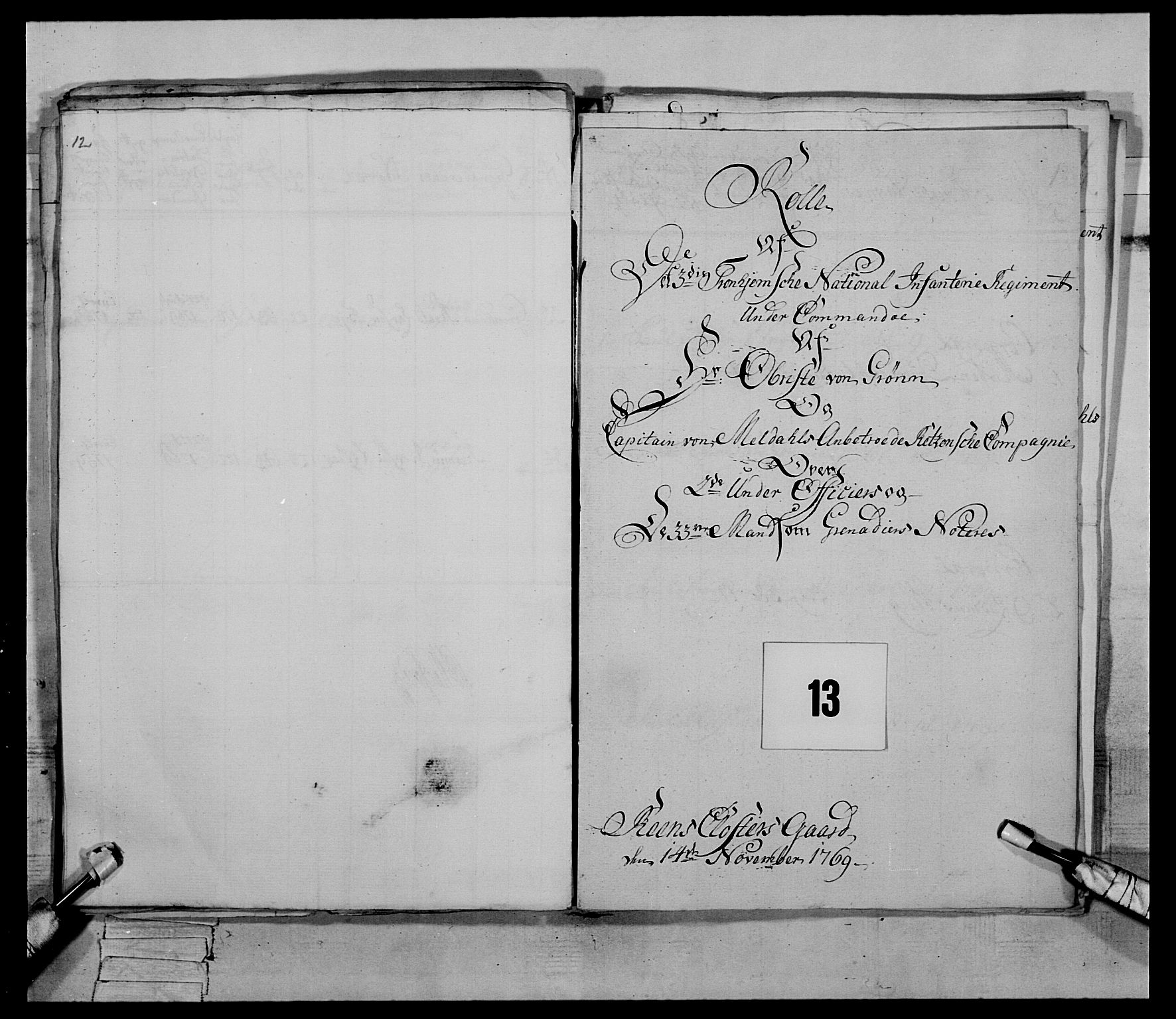 Generalitets- og kommissariatskollegiet, Det kongelige norske kommissariatskollegium, AV/RA-EA-5420/E/Eh/L0084: 3. Trondheimske nasjonale infanteriregiment, 1769-1773, s. 50