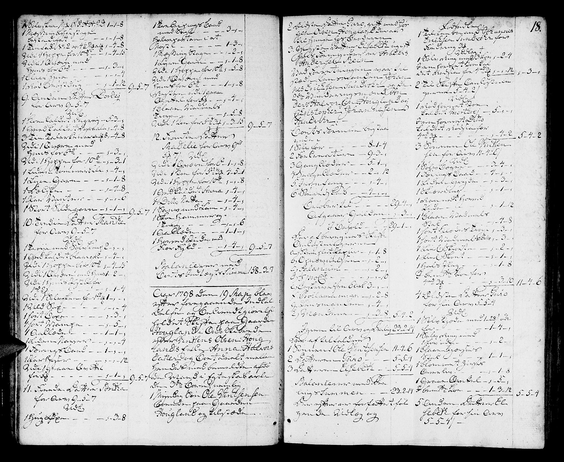 Hardanger og Voss sorenskriveri, SAB/A-2501/4/4A/4Aa/L0004: Skifterettsprotokoll for Rosendals gods, 1797-1831, s. 17b-18a