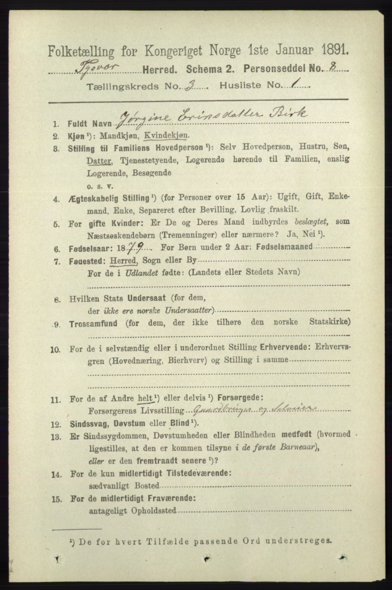 RA, Folketelling 1891 for 1146 Tysvær herred, 1891, s. 1237
