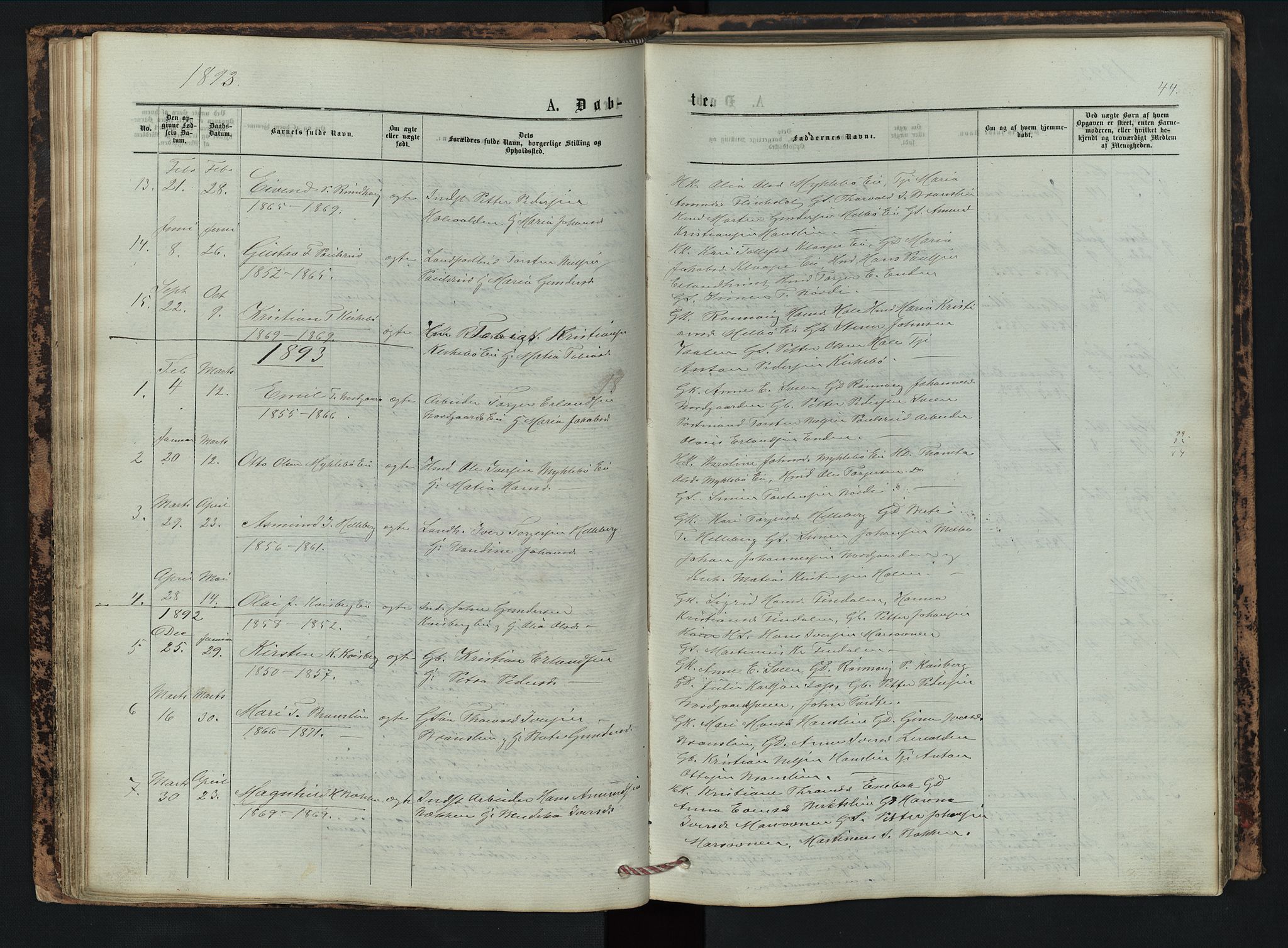 Vestre Gausdal prestekontor, AV/SAH-PREST-094/H/Ha/Hab/L0002: Klokkerbok nr. 2, 1874-1897, s. 44