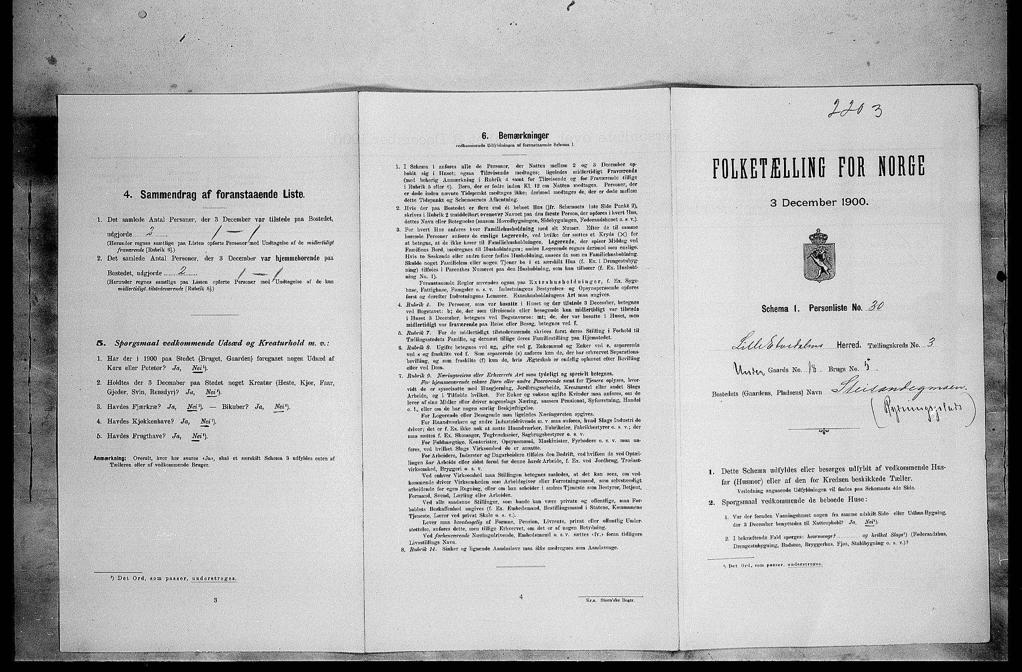 SAH, Folketelling 1900 for 0438 Lille Elvedalen herred, 1900, s. 296