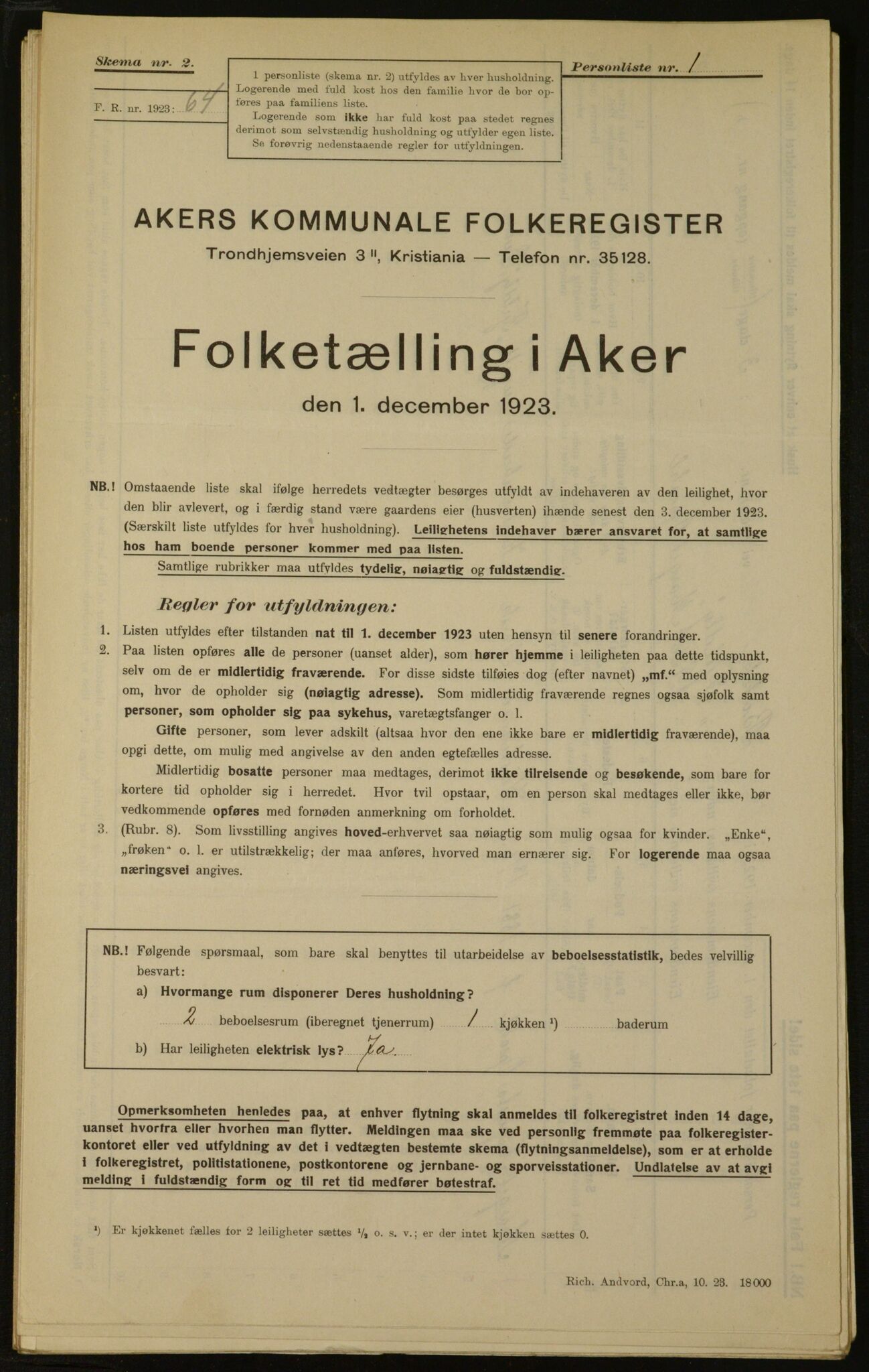, Kommunal folketelling 1.12.1923 for Aker, 1923, s. 329