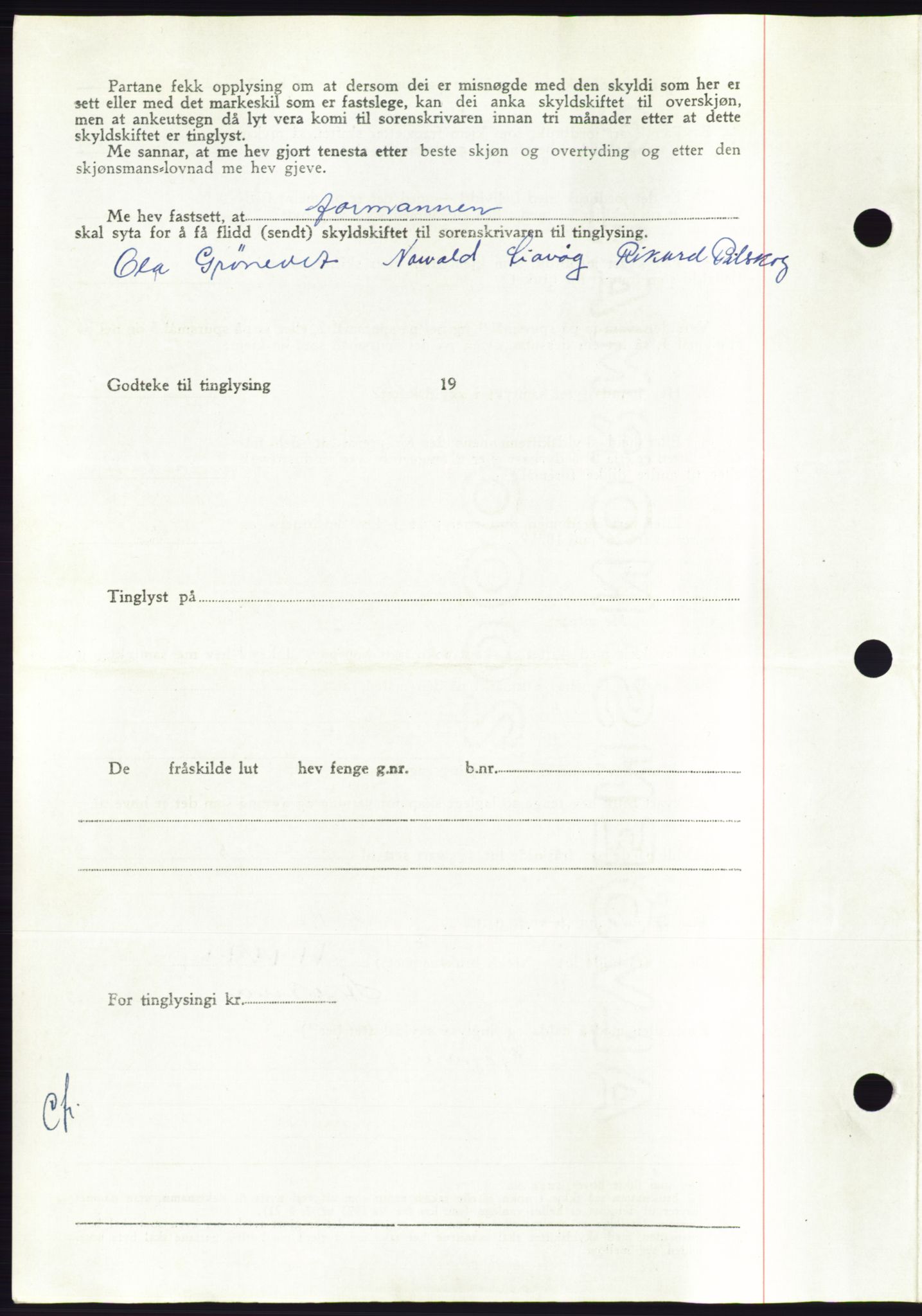 Søre Sunnmøre sorenskriveri, AV/SAT-A-4122/1/2/2C/L0084: Pantebok nr. 10A, 1949-1949, Dagboknr: 1318/1949