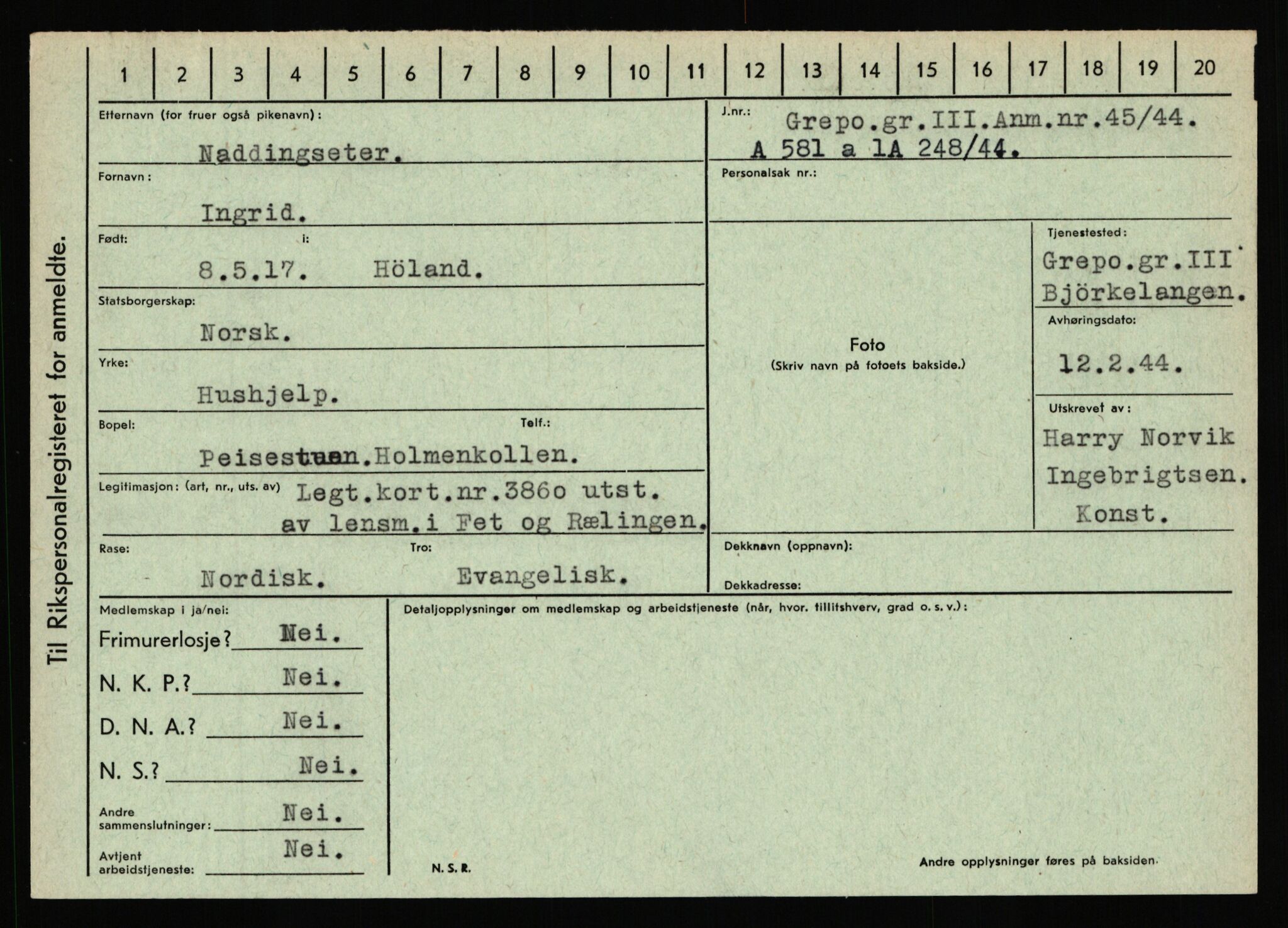 Statspolitiet - Hovedkontoret / Osloavdelingen, AV/RA-S-1329/C/Ca/L0011: Molberg - Nøstvold, 1943-1945, s. 1092