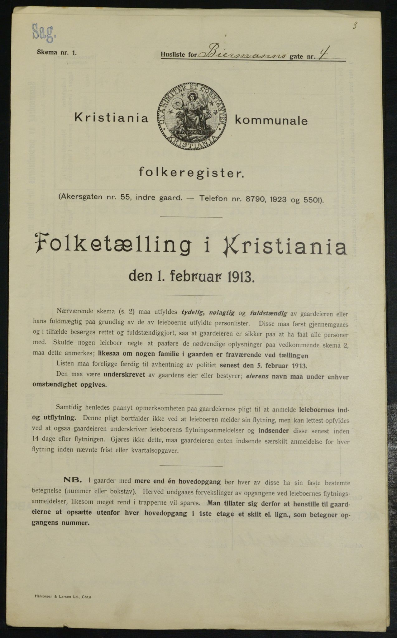 OBA, Kommunal folketelling 1.2.1913 for Kristiania, 1913, s. 4628