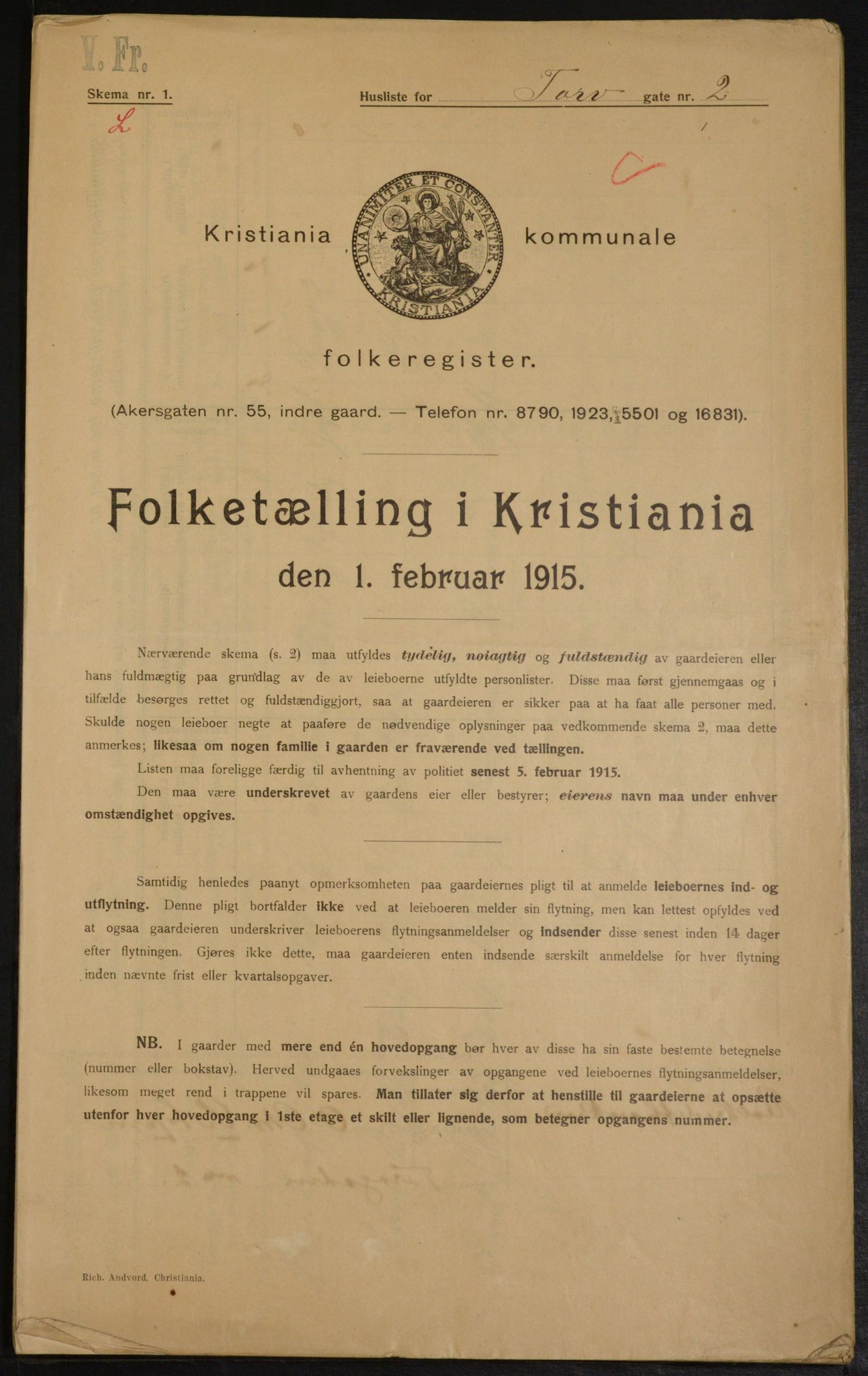 OBA, Kommunal folketelling 1.2.1915 for Kristiania, 1915, s. 114216