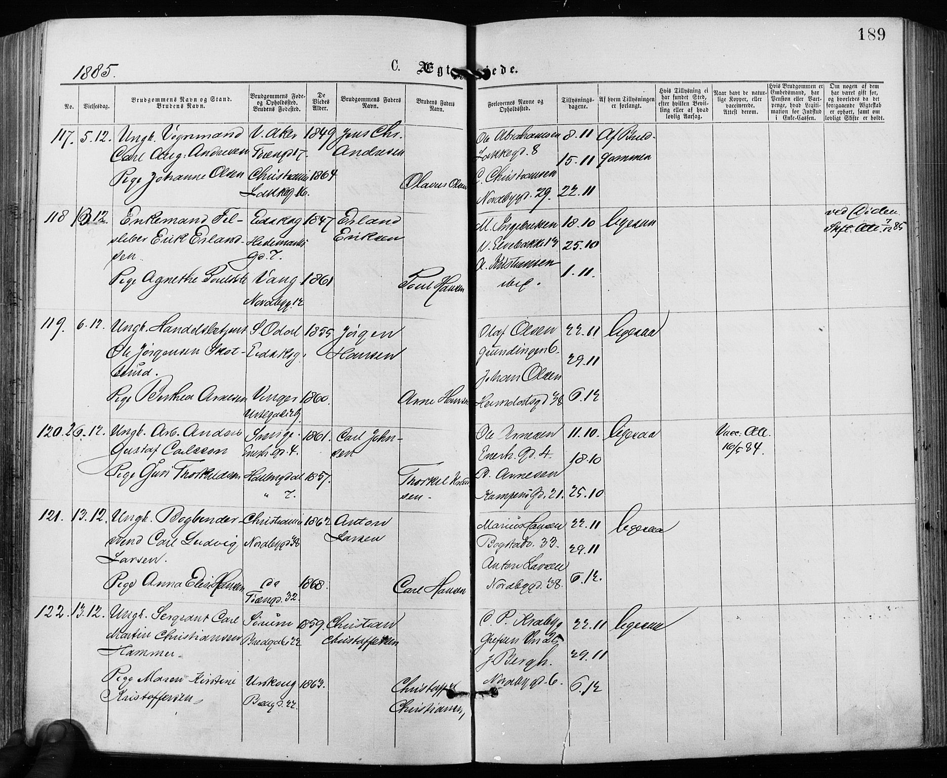 Grønland prestekontor Kirkebøker, AV/SAO-A-10848/F/Fa/L0006: Ministerialbok nr. 6, 1877-1886, s. 189