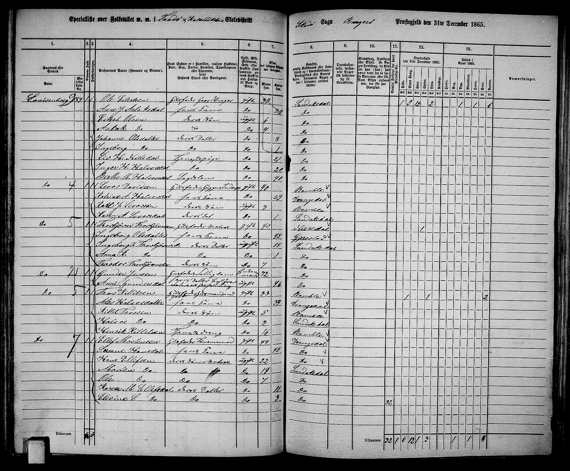 RA, Folketelling 1865 for 0816L Kragerø prestegjeld, Sannidal sokn og Skåtøy sokn, 1865, s. 125