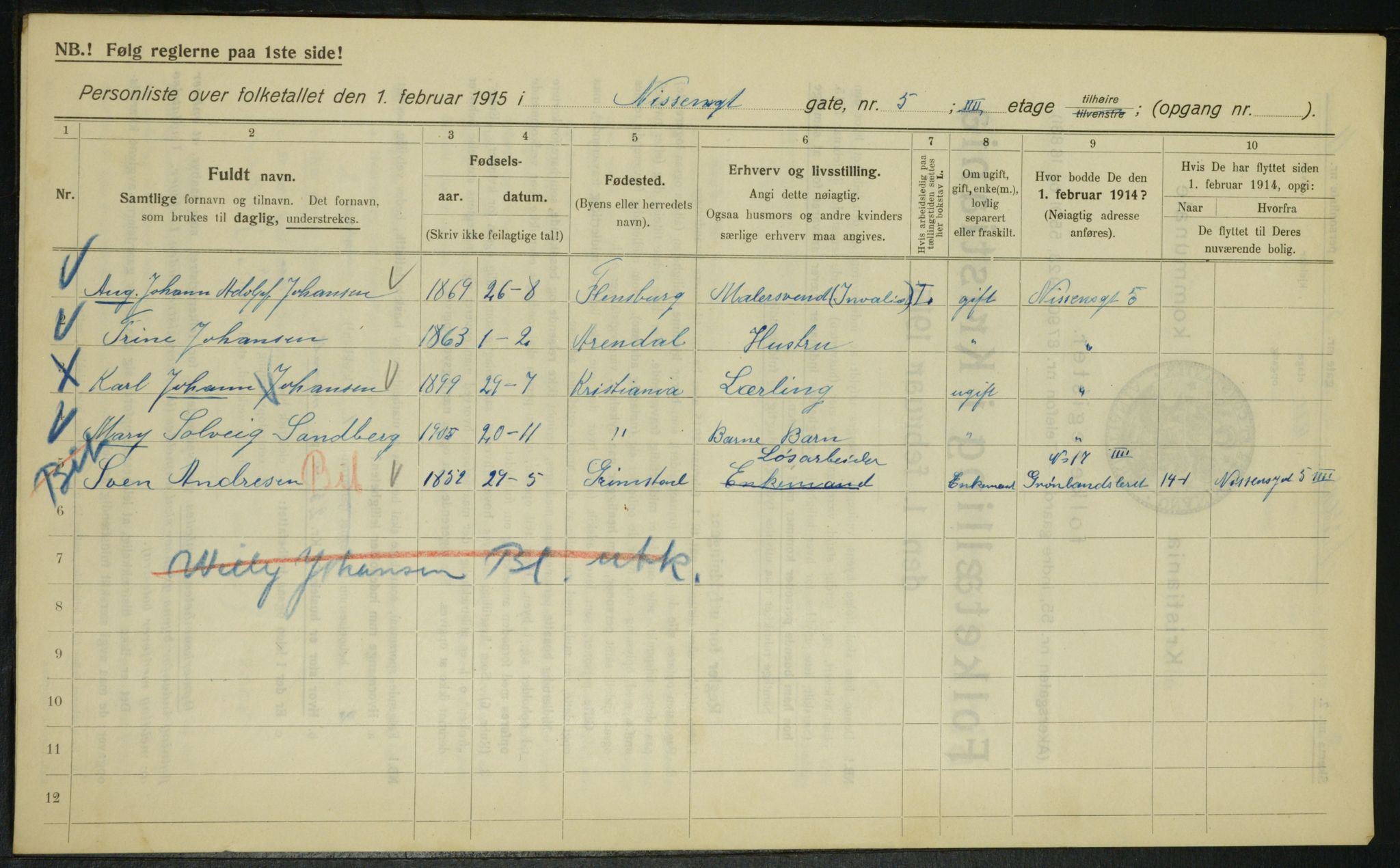 OBA, Kommunal folketelling 1.2.1915 for Kristiania, 1915, s. 70641