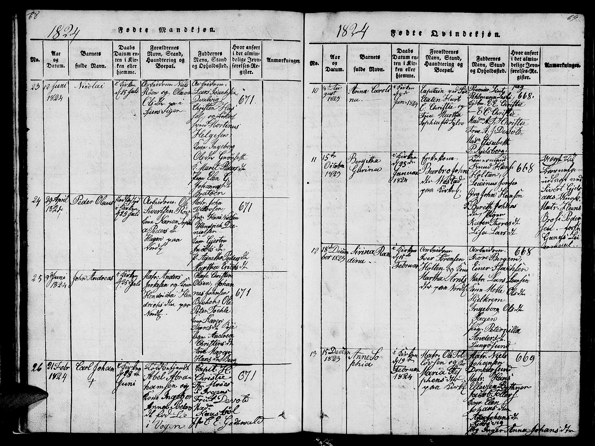 Ministerialprotokoller, klokkerbøker og fødselsregistre - Møre og Romsdal, AV/SAT-A-1454/572/L0856: Klokkerbok nr. 572C01, 1819-1832, s. 68-69