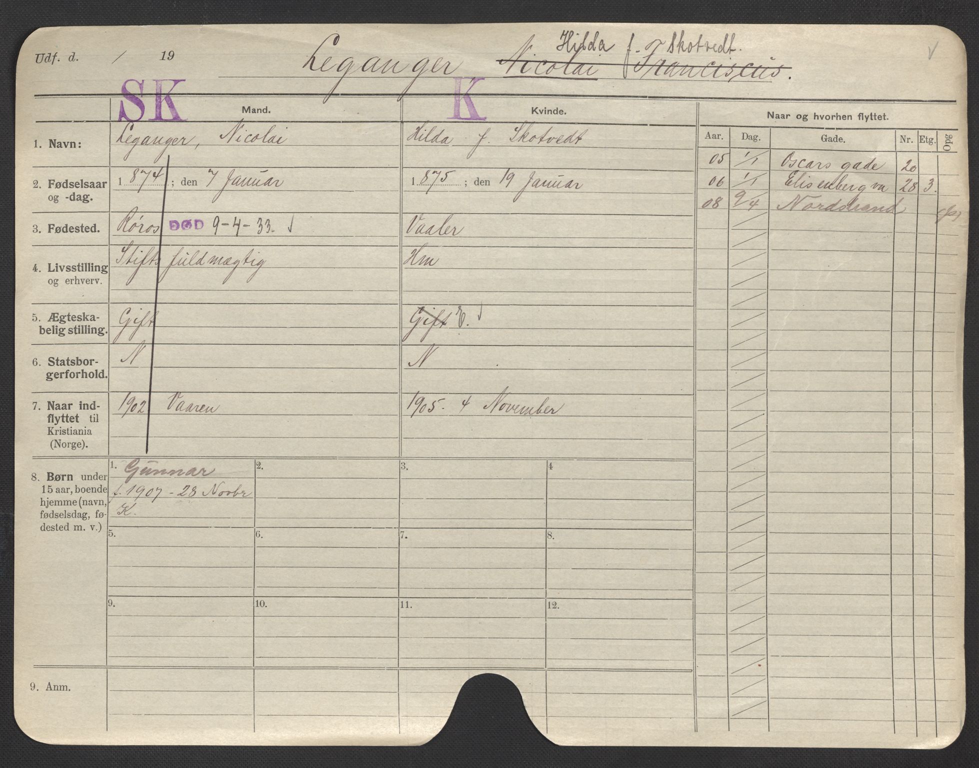 Oslo folkeregister, Registerkort, AV/SAO-A-11715/F/Fa/Fac/L0020: Kvinner, 1906-1914, s. 3a