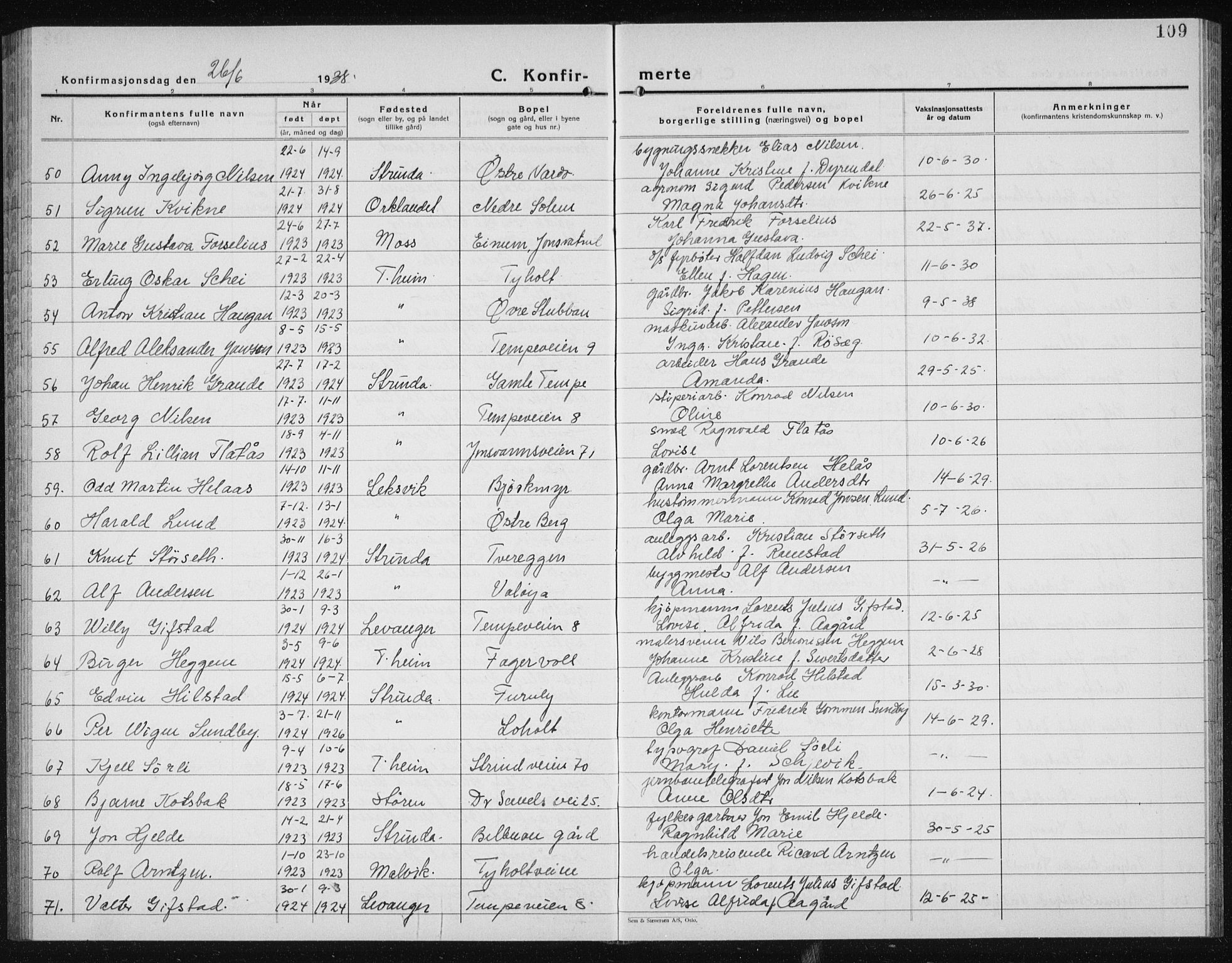 Ministerialprotokoller, klokkerbøker og fødselsregistre - Sør-Trøndelag, SAT/A-1456/607/L0327: Klokkerbok nr. 607C01, 1930-1939, s. 109