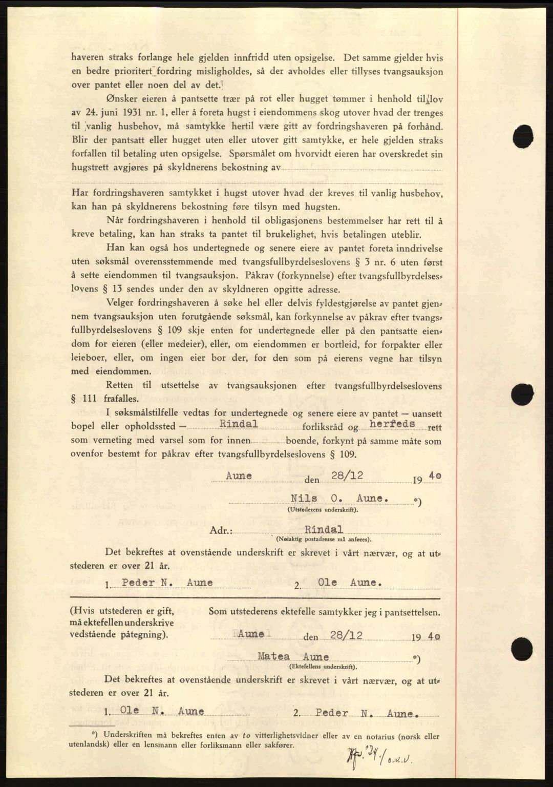 Nordmøre sorenskriveri, AV/SAT-A-4132/1/2/2Ca: Pantebok nr. B87, 1940-1941, Dagboknr: 325/1941