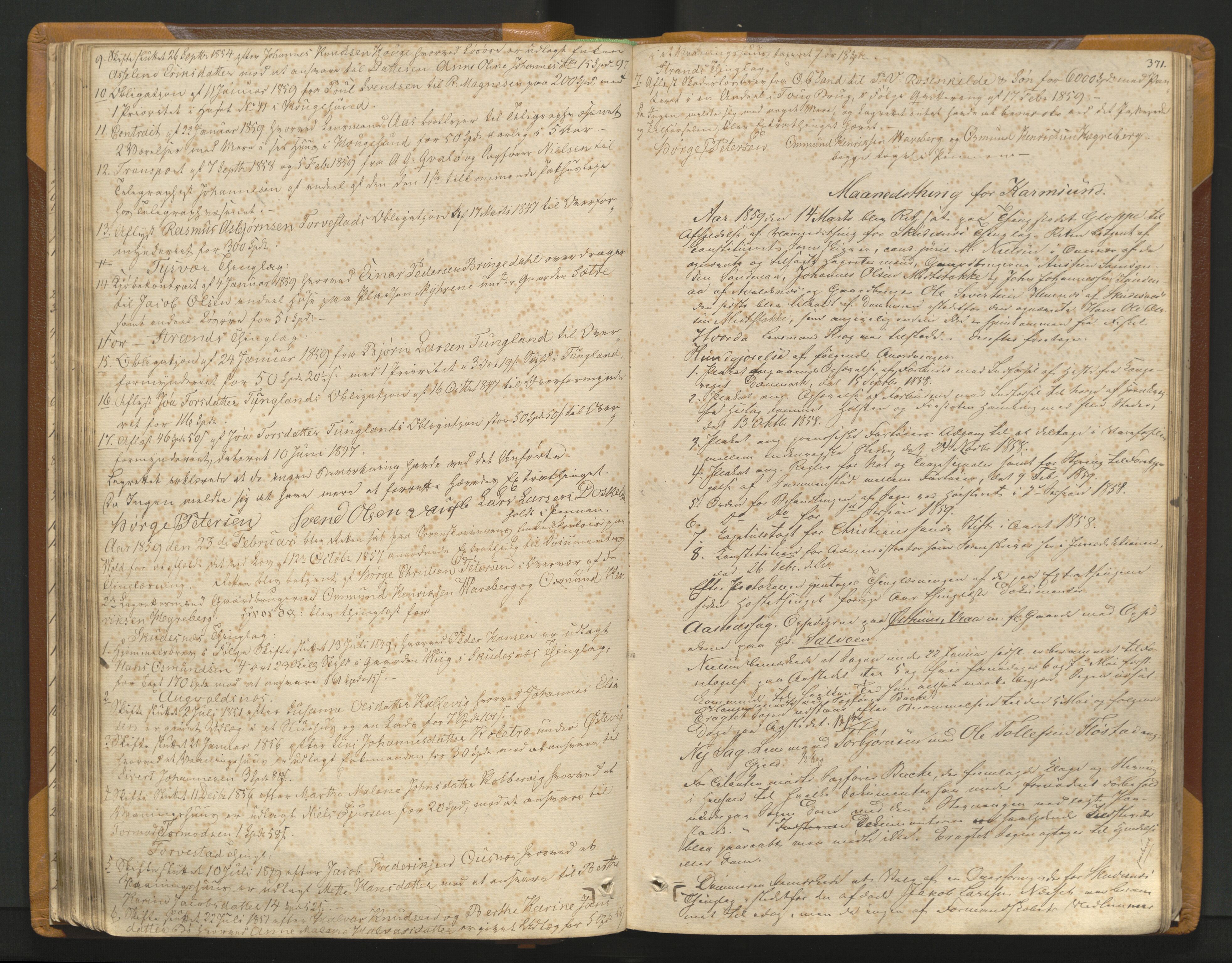 Karmsund sorenskriveri, AV/SAST-A-100311/01/I/IA/IAB/L0005: TINGBOK, 1852-1861, s. 370b-371a