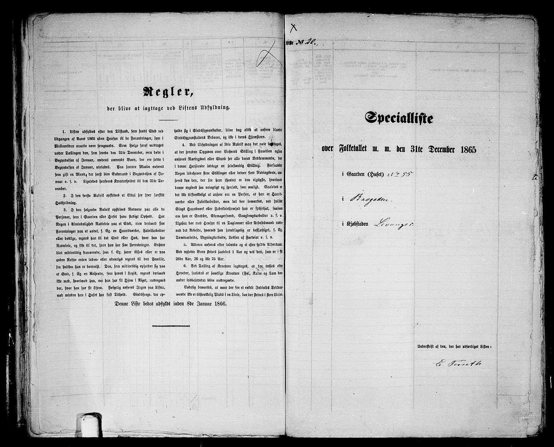 RA, Folketelling 1865 for 1701B Levanger prestegjeld, Levanger kjøpstad, 1865, s. 43