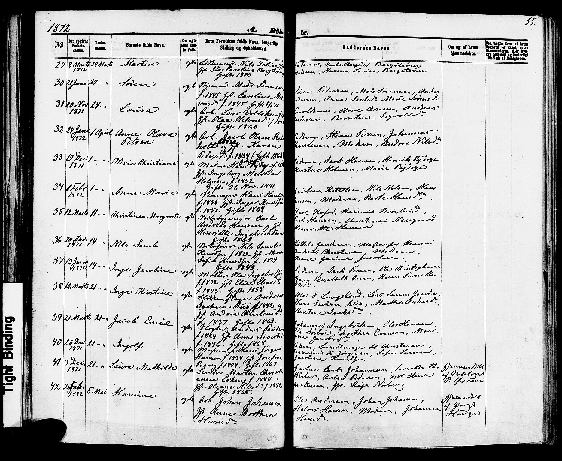 Skien kirkebøker, AV/SAKO-A-302/F/Fa/L0008: Ministerialbok nr. 8, 1866-1877, s. 55