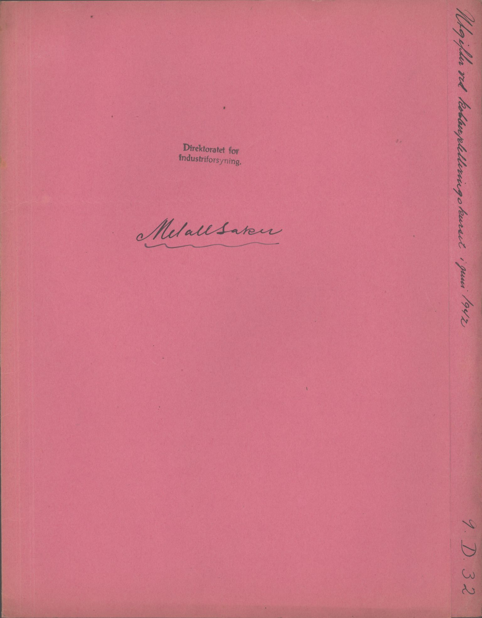 Direktoratet for industriforsyning, Sekretariatet, RA/S-4153/D/Df/L0055: 9. Metallkontoret, 1940-1945, s. 1855