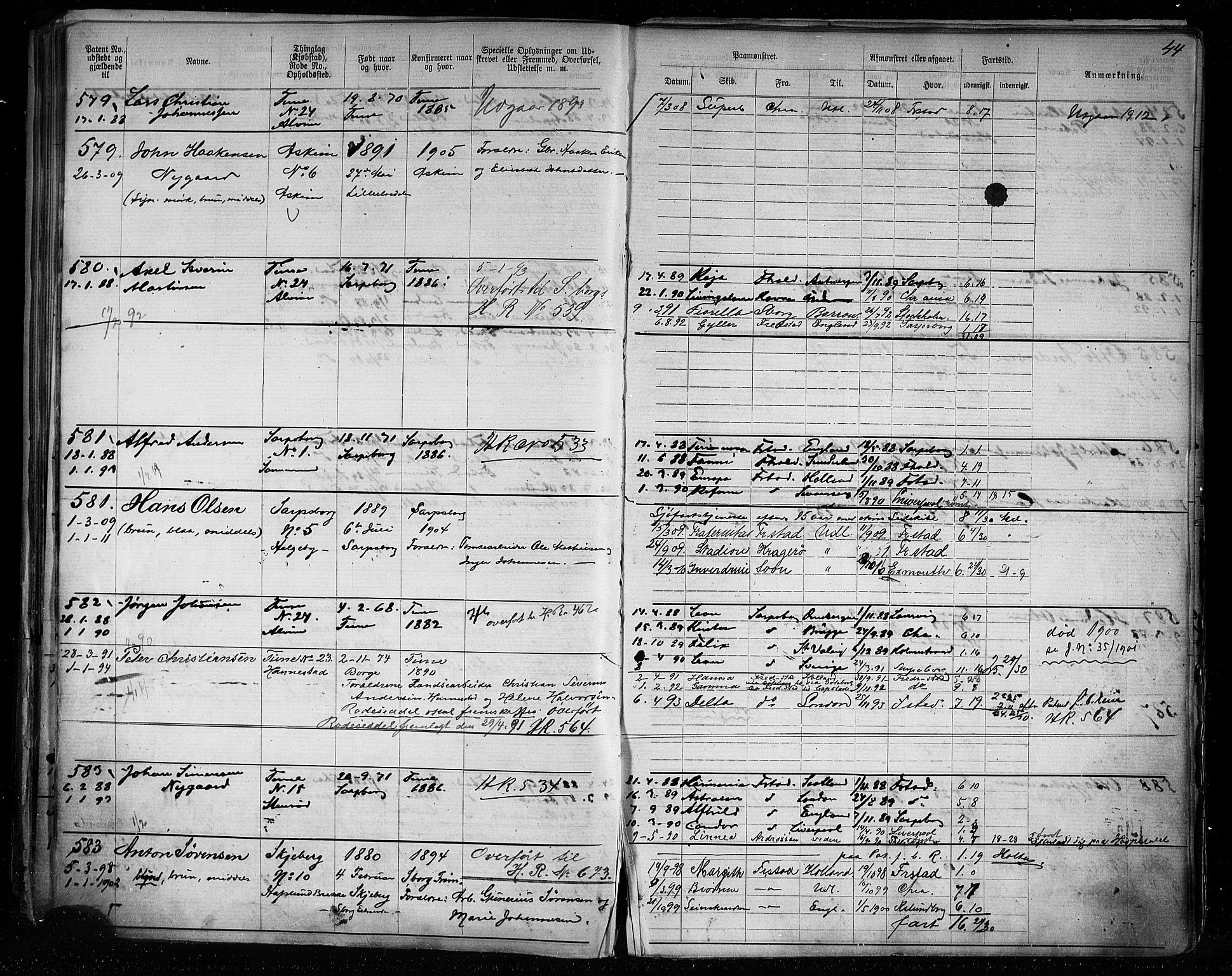 Sarpsborg mønstringskontor, AV/SAO-A-10569c/F/Fc/Fca/L0005: Annotasjonsrulle, 1881-1913, s. 48