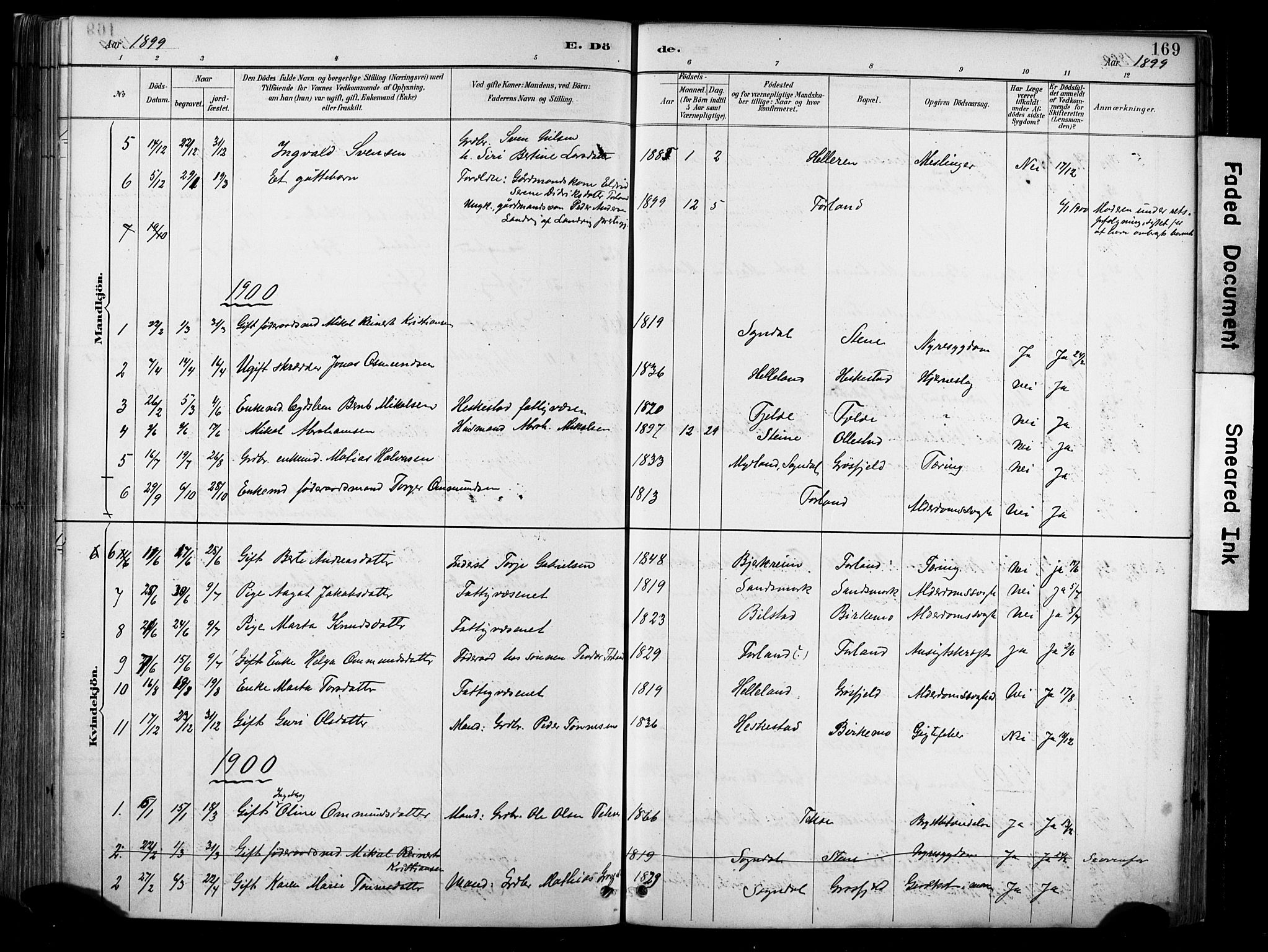 Lund sokneprestkontor, SAST/A-101809/S06/L0012: Ministerialbok nr. A 11, 1887-1921, s. 169