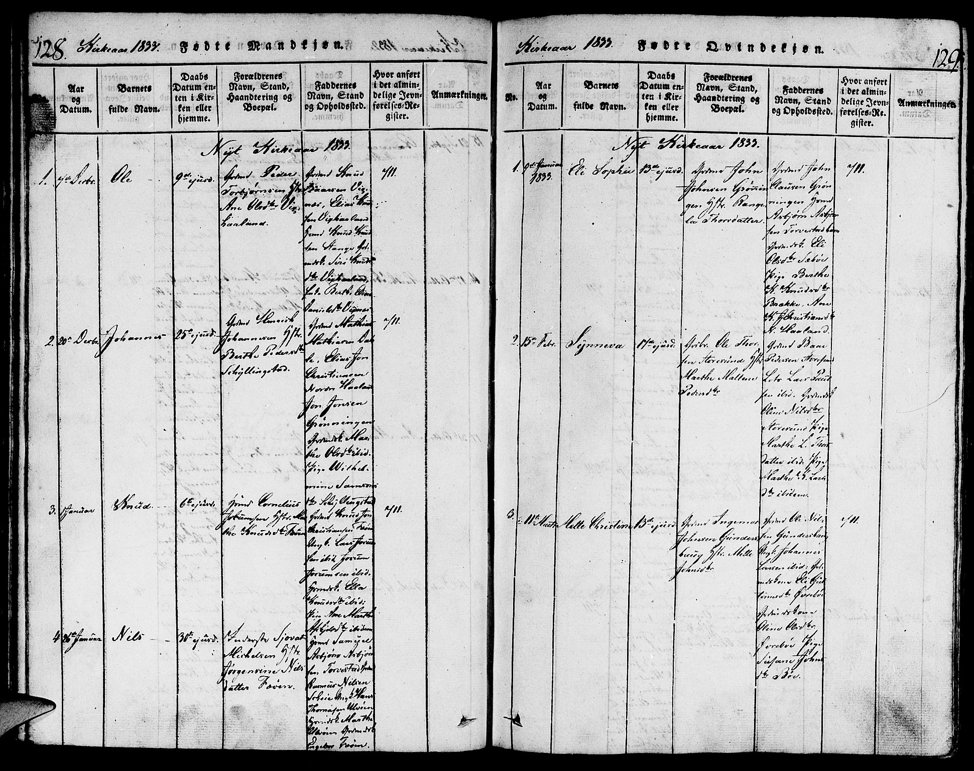Torvastad sokneprestkontor, SAST/A -101857/H/Ha/Haa/L0004: Ministerialbok nr. A 3 /1, 1817-1836, s. 128-129