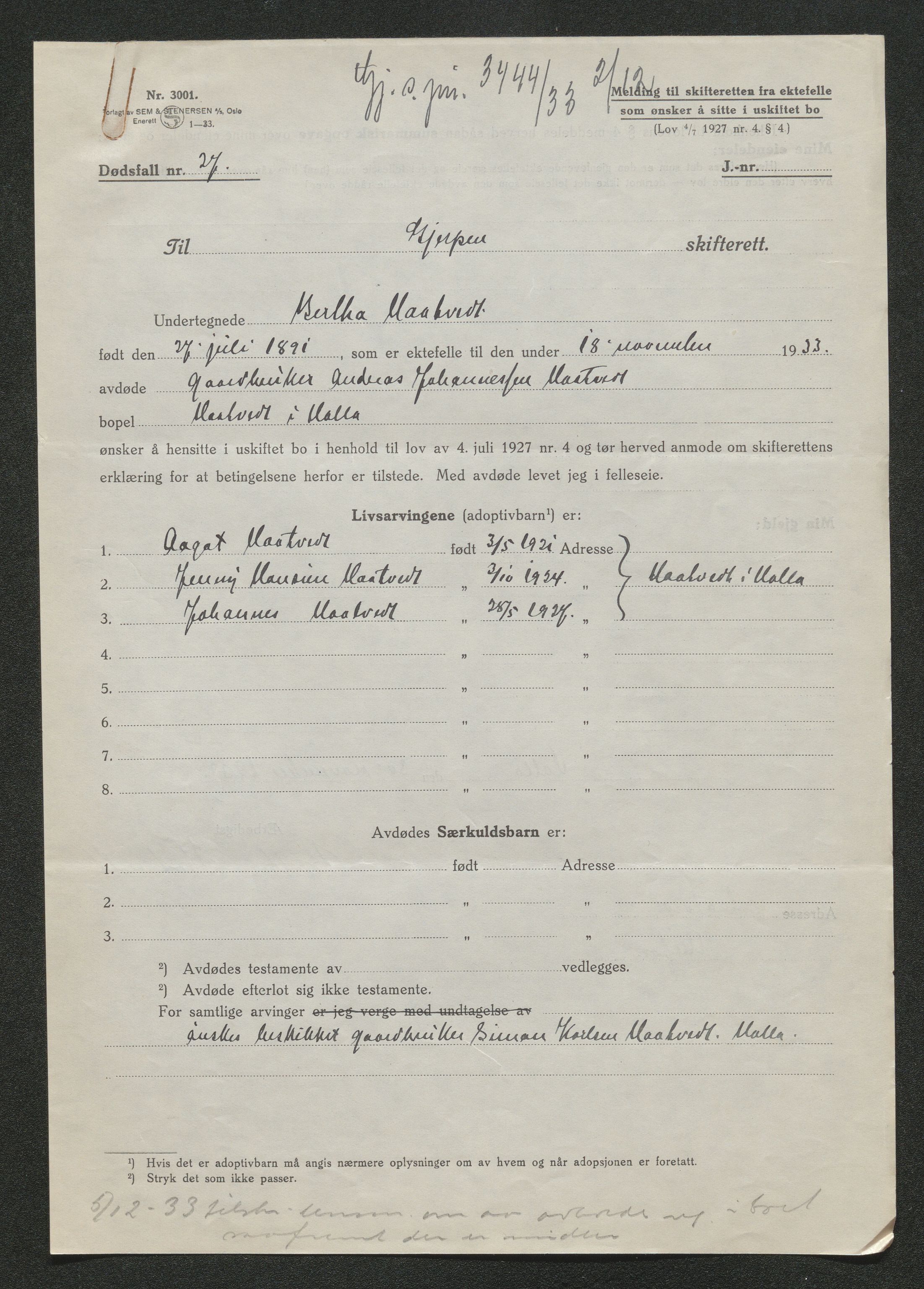 Nedre Telemark sorenskriveri, SAKO/A-135/H/Ha/Hab/L0008: Dødsfallsfortegnelser
, 1931-1935, s. 921