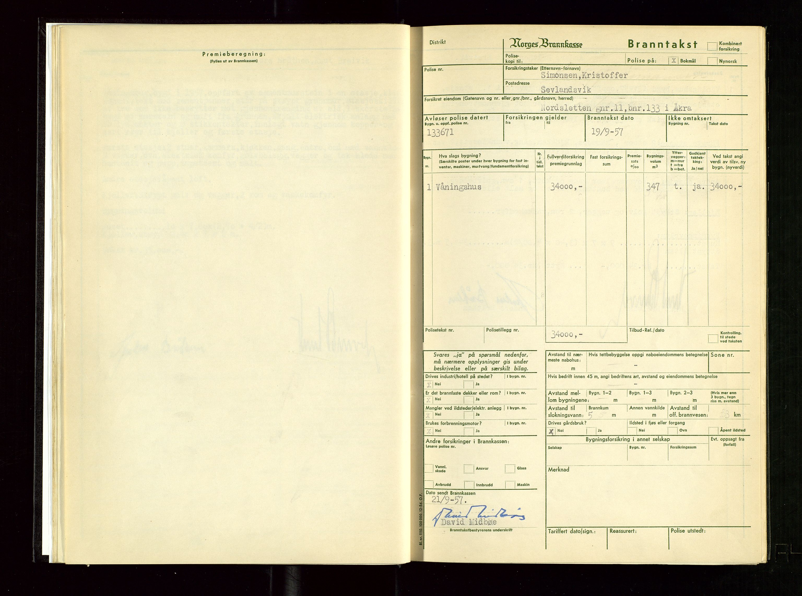 Skudenes lensmannskontor, AV/SAST-A-100444/Gob/L0004: Branntakstprotokoll, 1956-1959