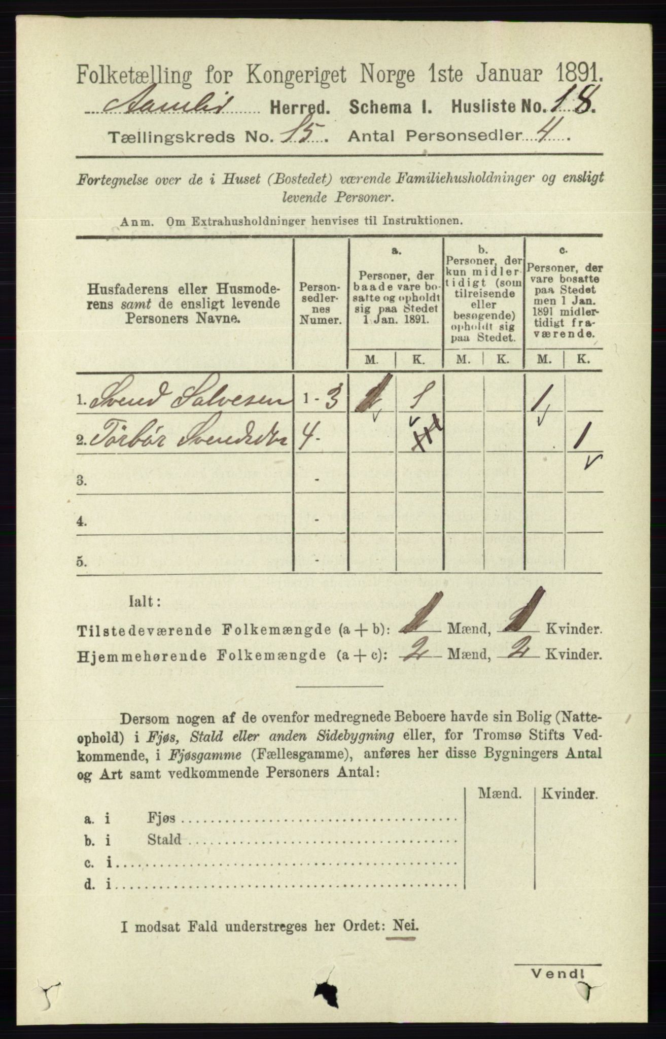 RA, Folketelling 1891 for 0929 Åmli herred, 1891, s. 2537