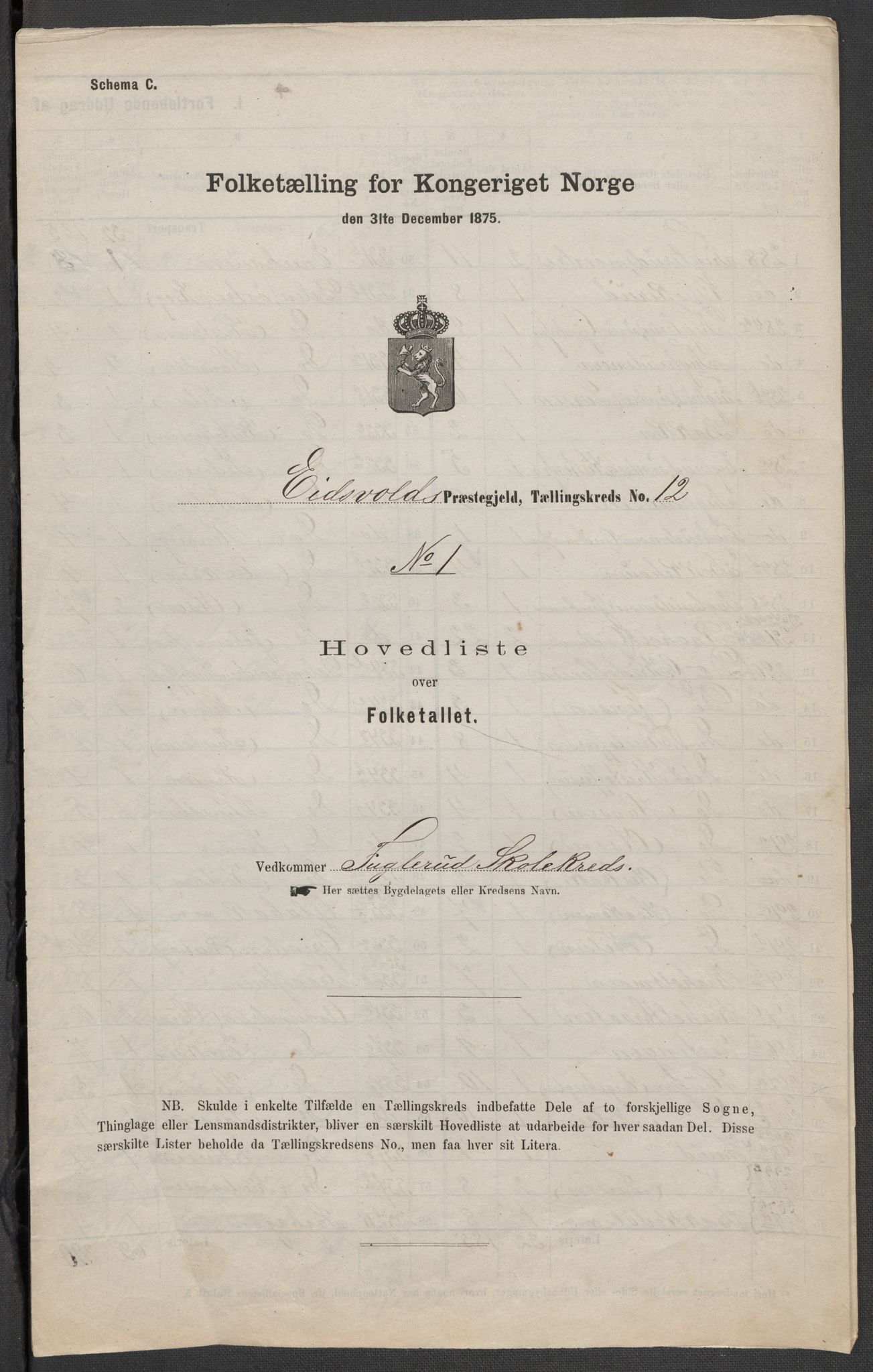RA, Folketelling 1875 for 0237P Eidsvoll prestegjeld, 1875, s. 46