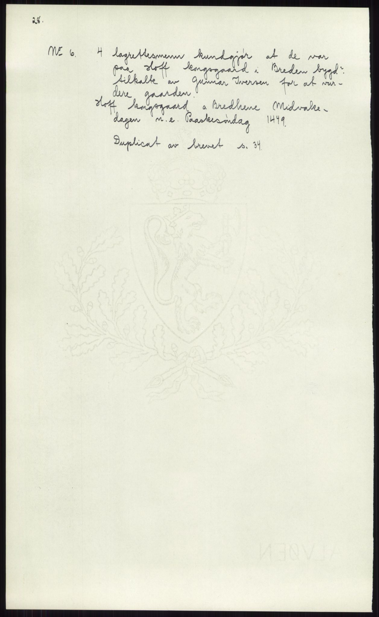 Samlinger til kildeutgivelse, Diplomavskriftsamlingen, AV/RA-EA-4053/H/Ha, s. 2615