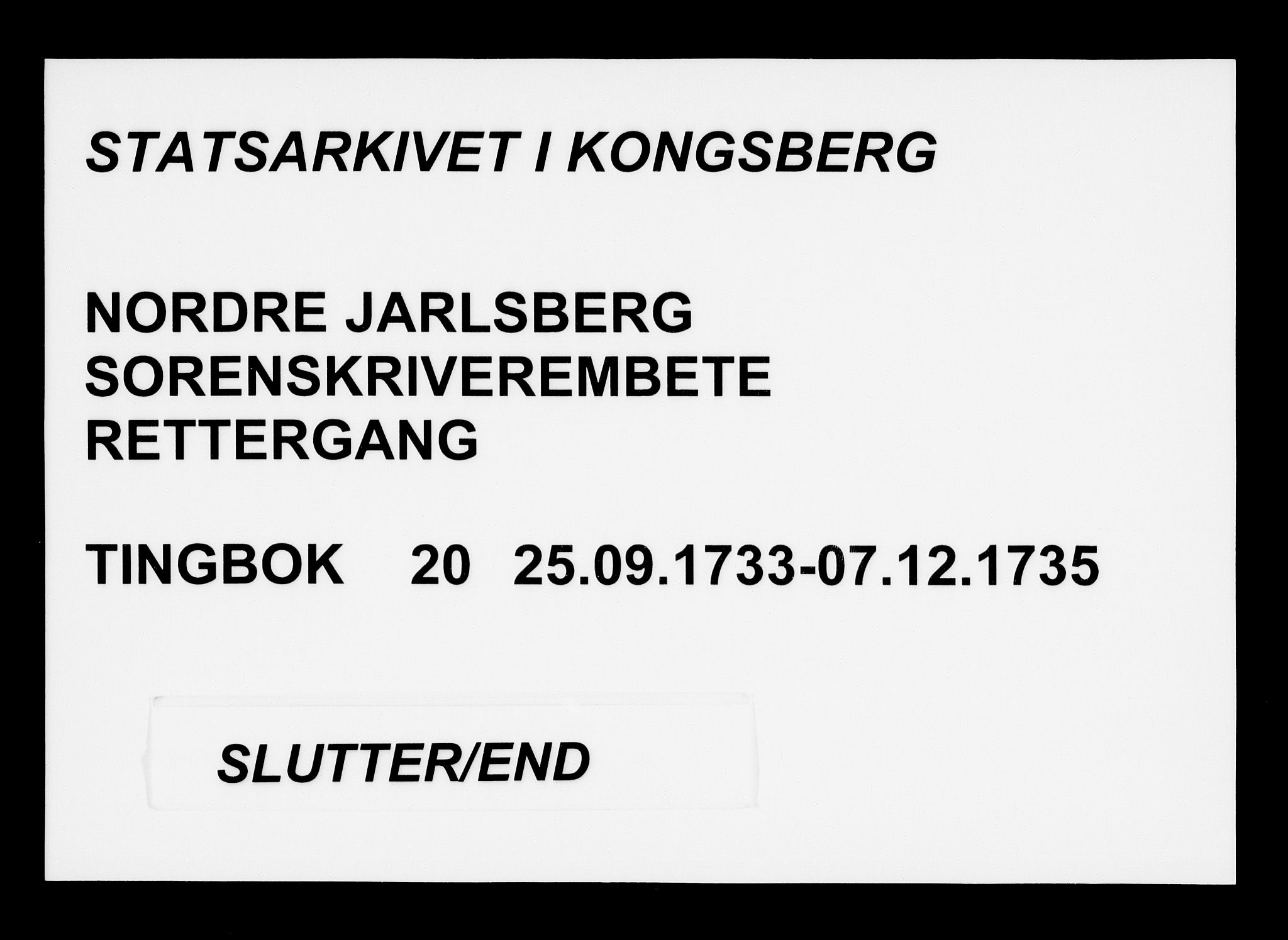 Nordre Jarlsberg sorenskriveri, SAKO/A-80/F/Fa/Faa/L0020: Tingbok, 1733-1735